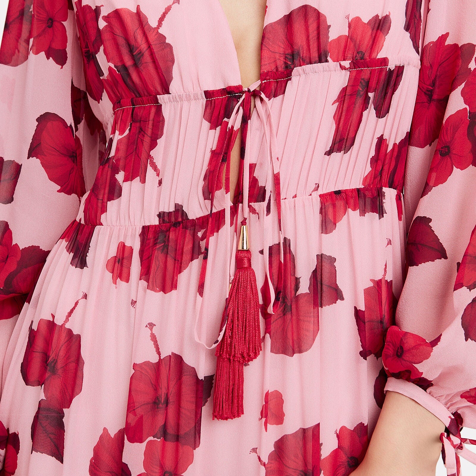 BORGO DE NOR Freya Hibiscus Silk gtte Maxi Dress Size 6