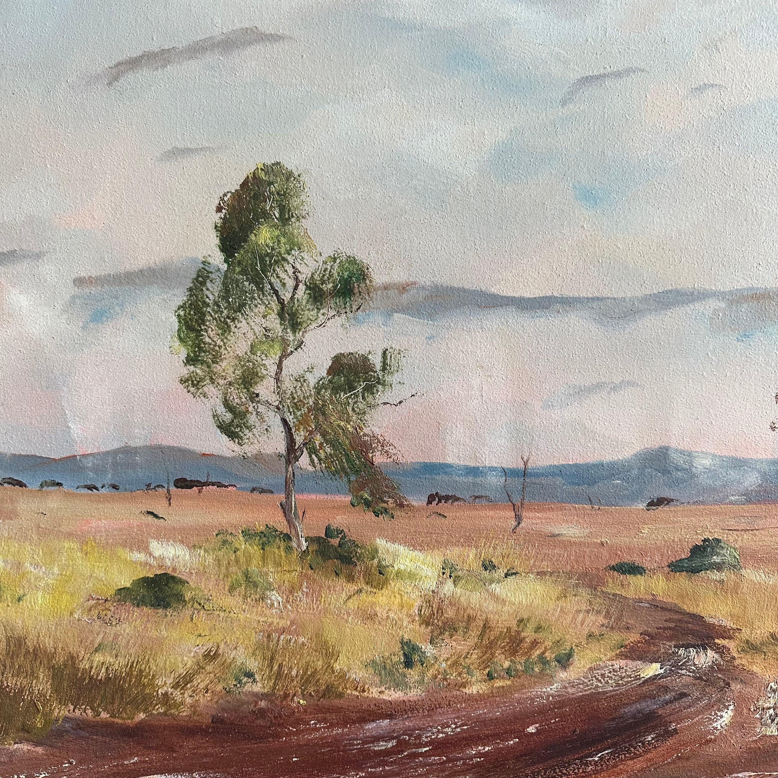 KEVIN R BOUCHER Oil Painting, Australian outback Landscape, Framed 110 x 60mm