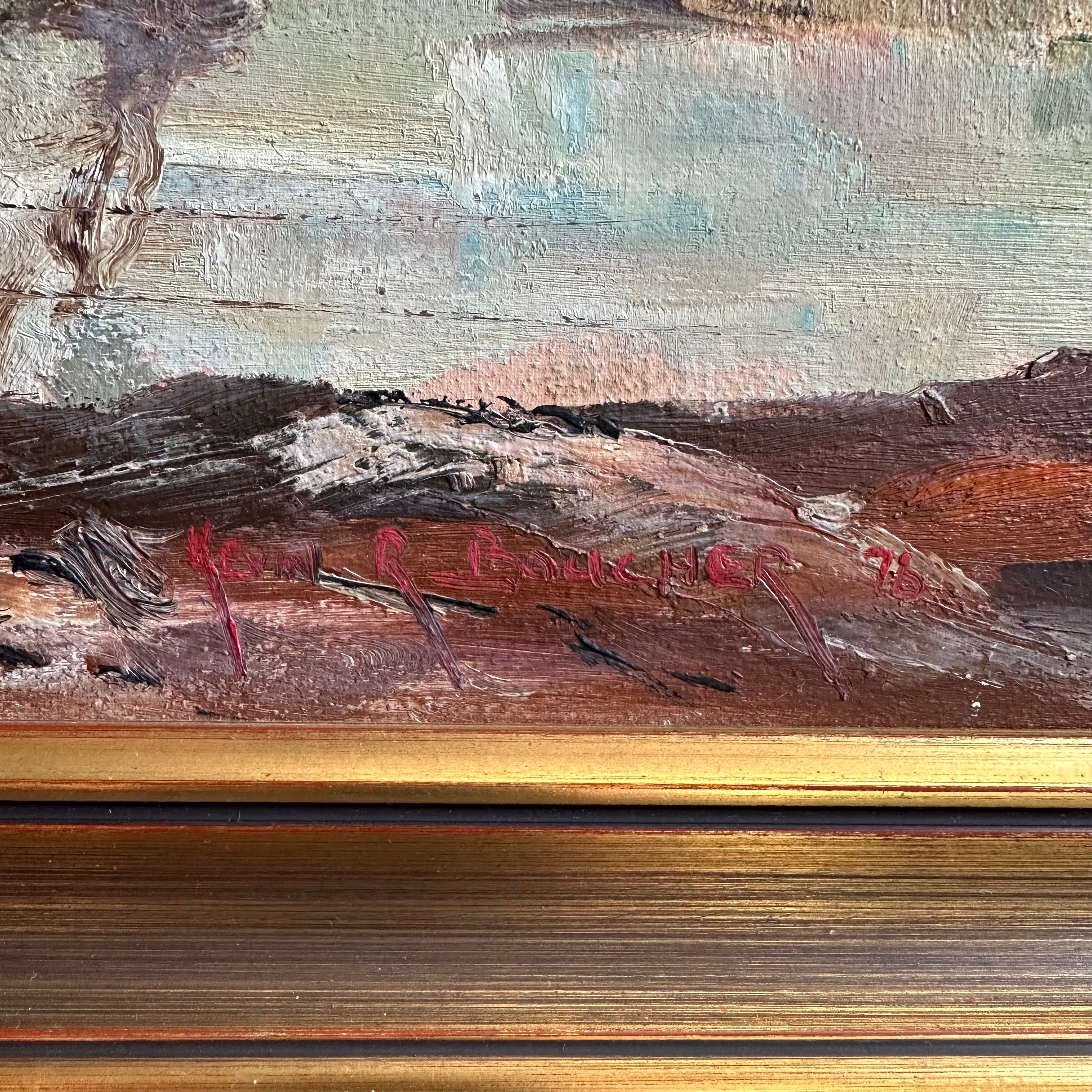 KEVIN R BOUCHER Oil Painting, Australian outback Landscape, Framed 110 x 60mm