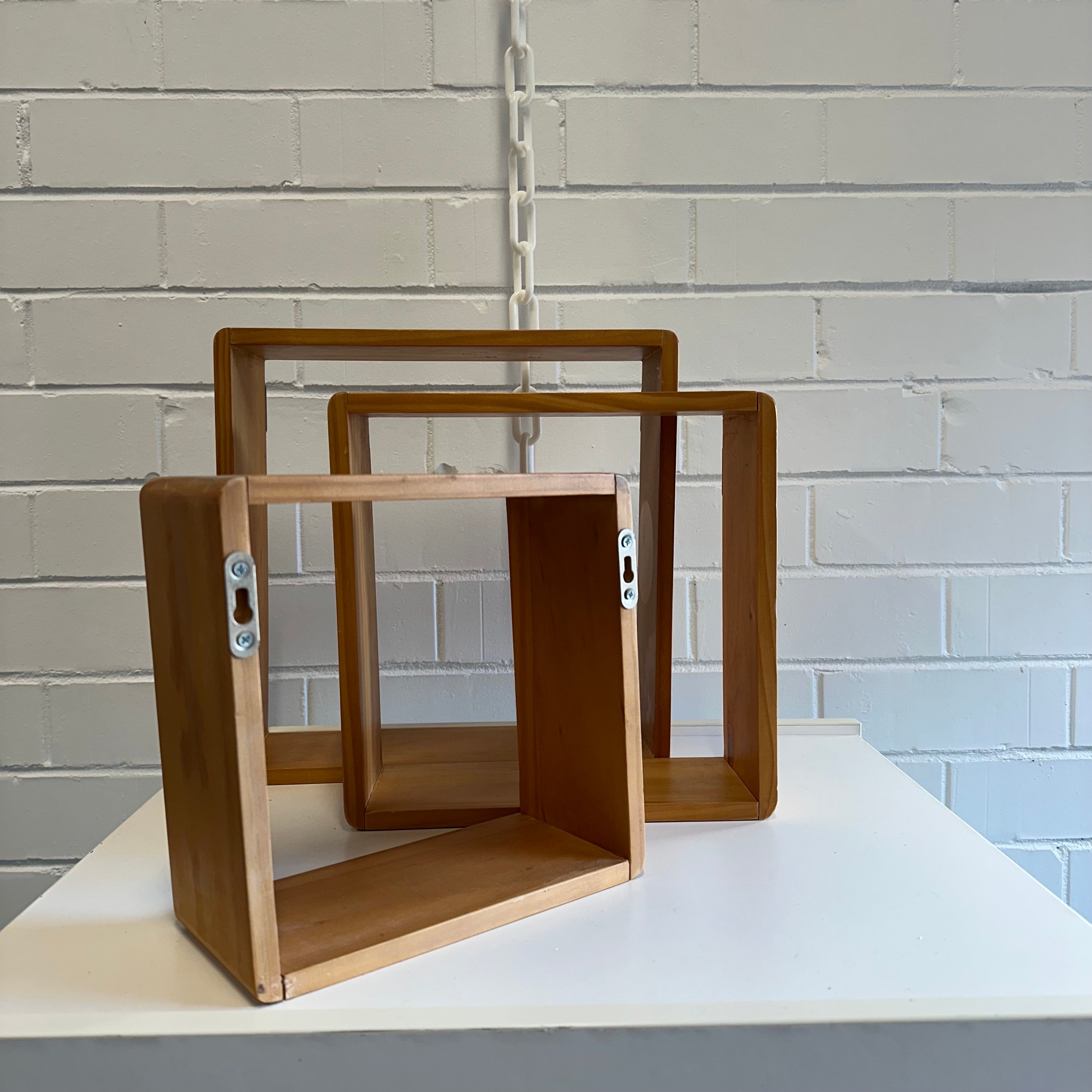 FLOATING WOODEN CUBE Square shadow hanging shelves {Set of 3}