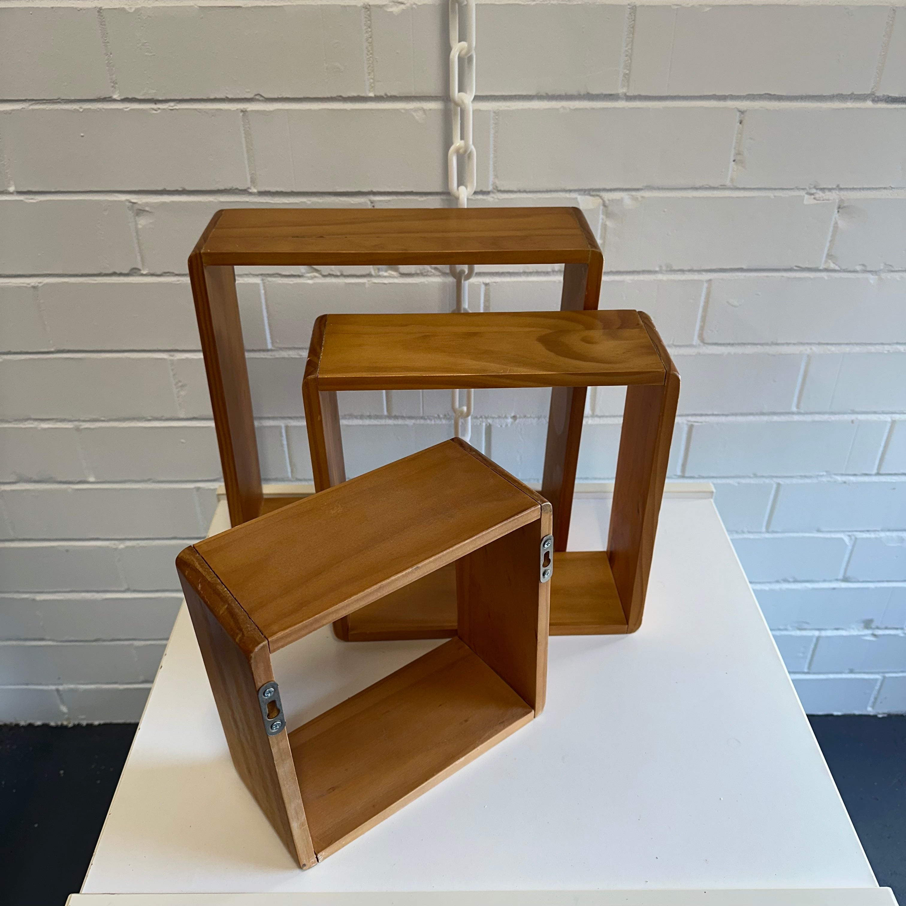 FLOATING WOODEN CUBE Square shadow hanging shelves {Set of 3}