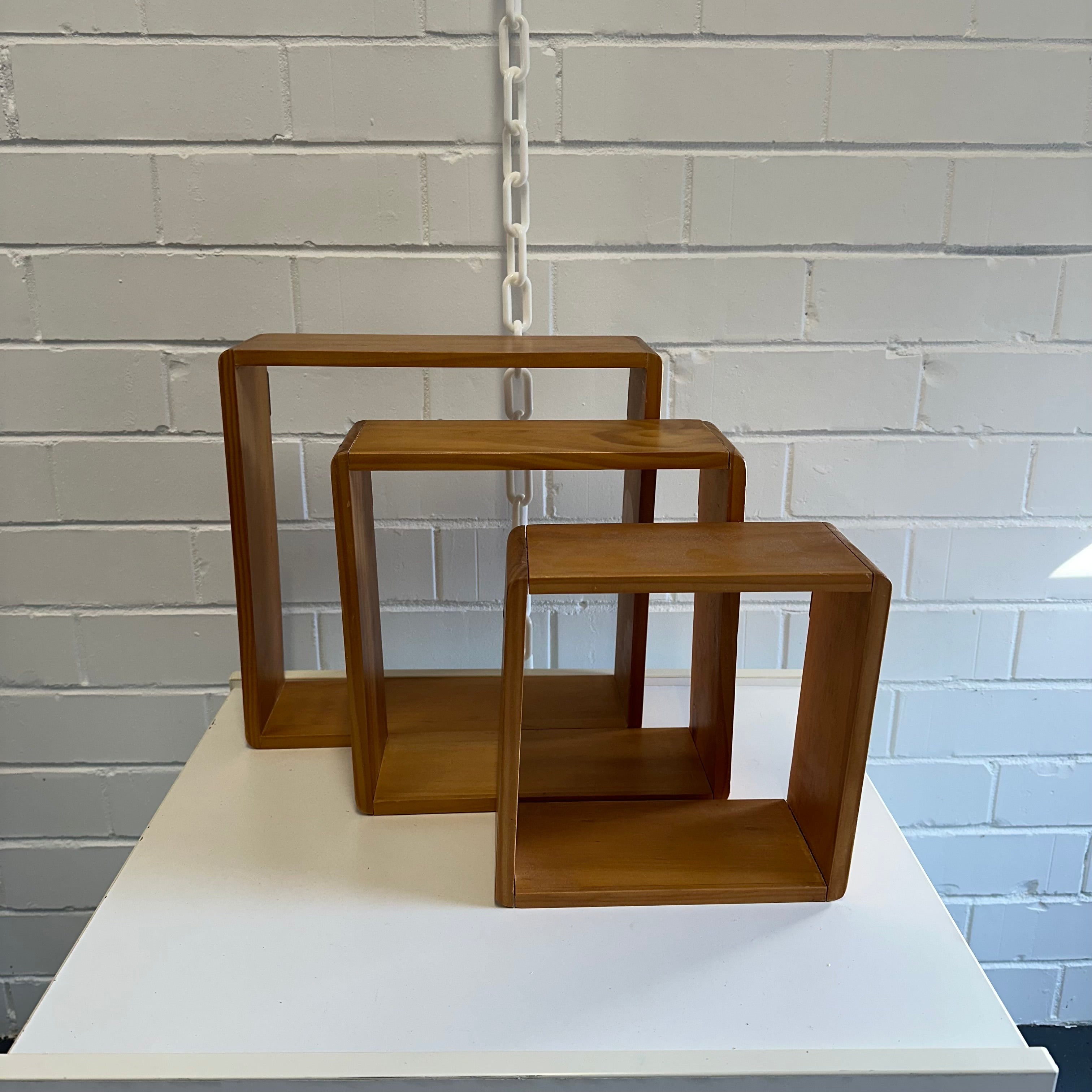 FLOATING WOODEN CUBE Square shadow hanging shelves {Set of 3}