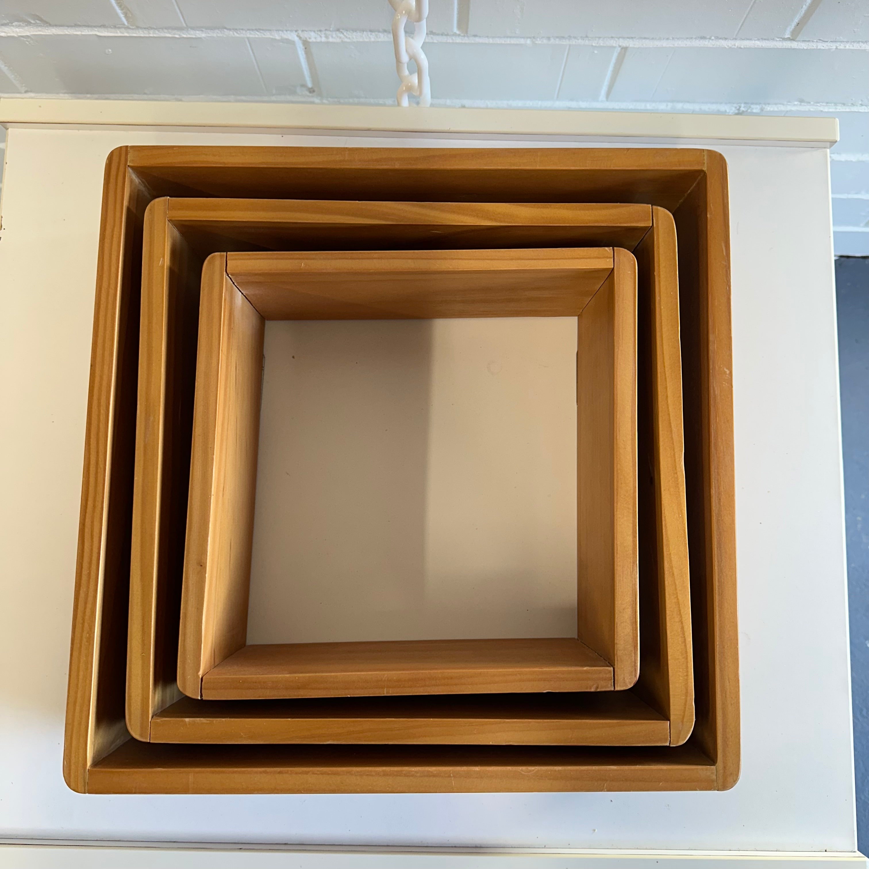 FLOATING WOODEN CUBE Square shadow hanging shelves {Set of 3}