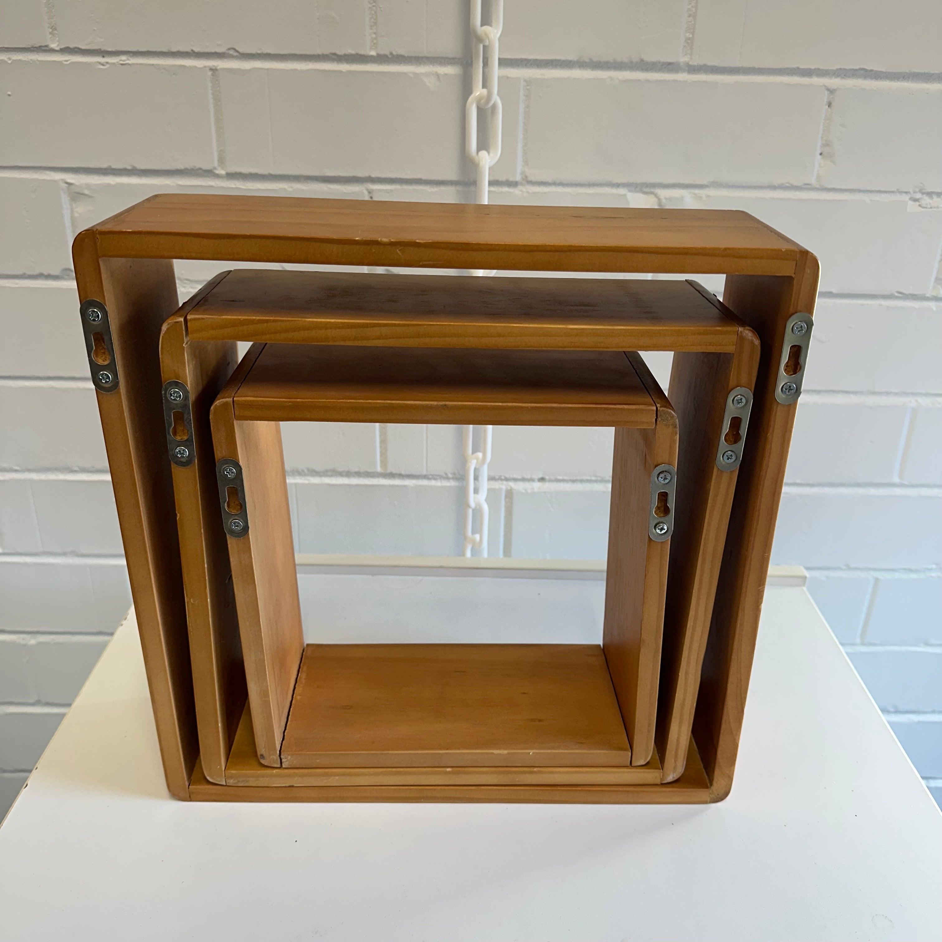FLOATING WOODEN CUBE Square shadow hanging shelves {Set of 3}