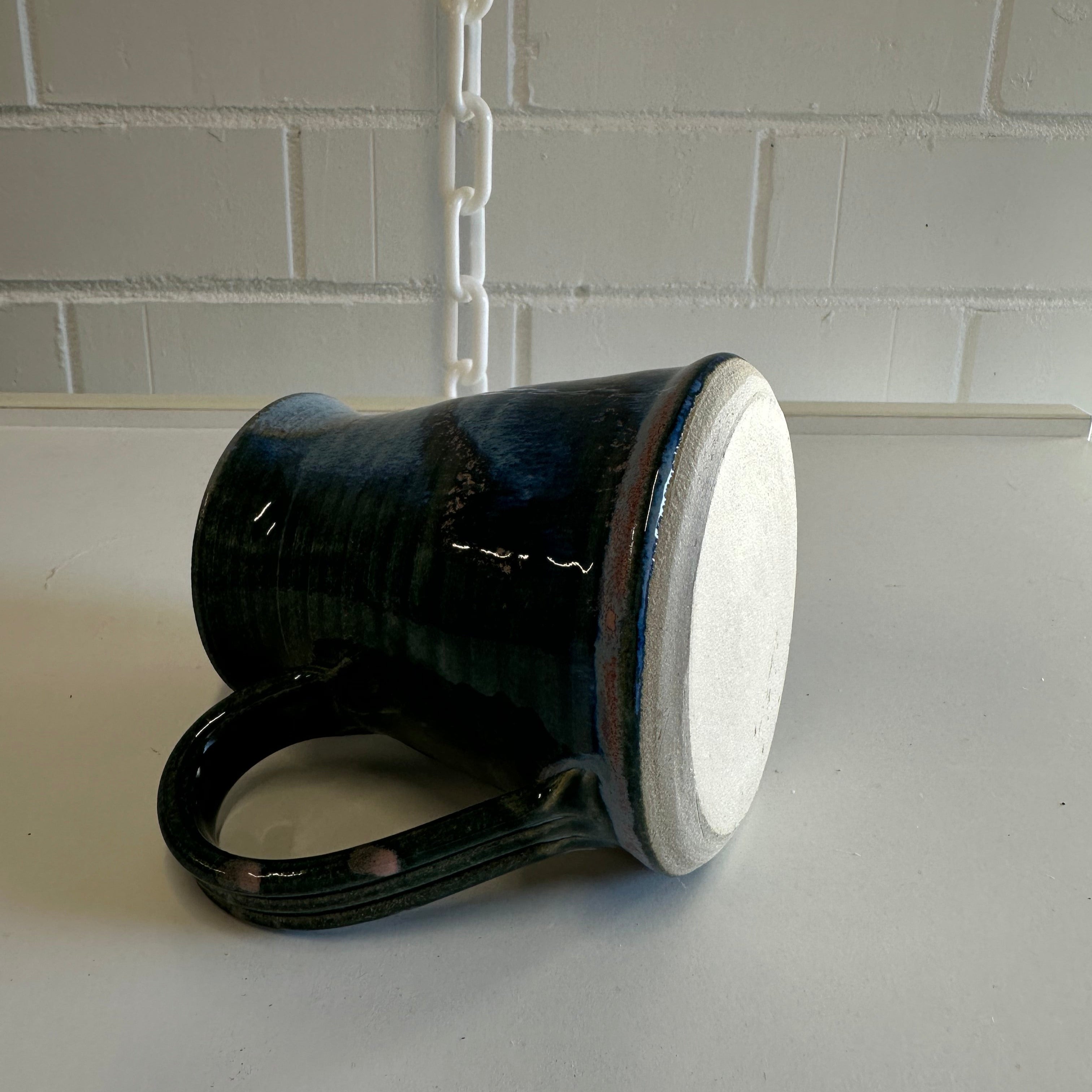 GLAZED STONEWARE MUG, Handmade, Calming Blues, Greens, Pinks