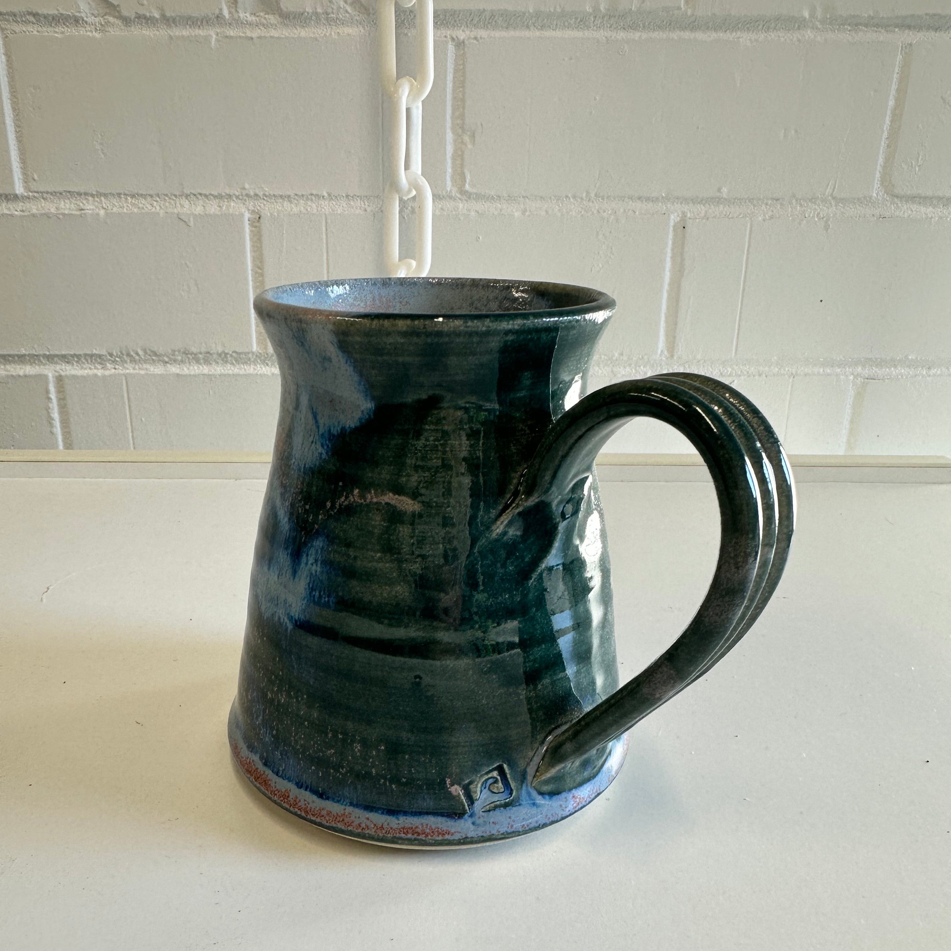 GLAZED STONEWARE MUG, Handmade, Calming Blues, Greens, Pinks