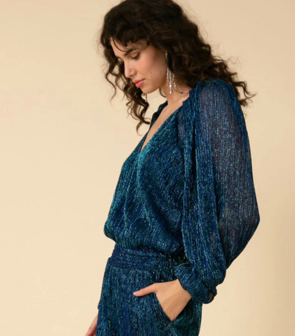 HALE BOB LOS ANGELES Capucine Lurex Crinkle Mesh Top Size XS AU6 US4 Mermaid