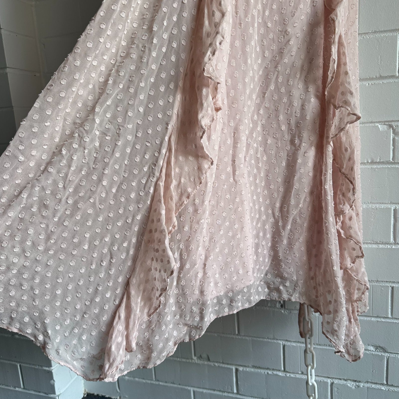 SABA Perfume Midi Dress AU10 Dusty pink Silk blend Frills