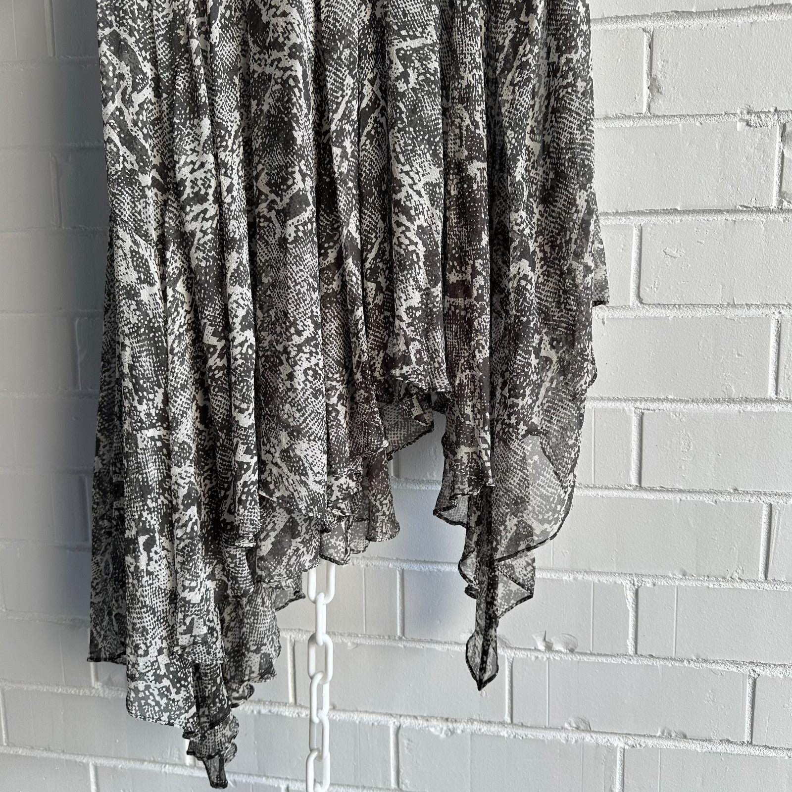 ZIMMERMANN Gemma Snakeskin Print Assymmetric Midi Maxi Dress Size1 AU8-10 Silk