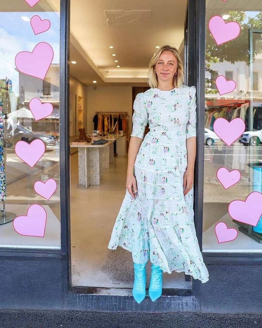 RIXO X LIBERTY Mallorca Dance Motif Agyness Cutout Maxi Dress XS AU8 Vacation