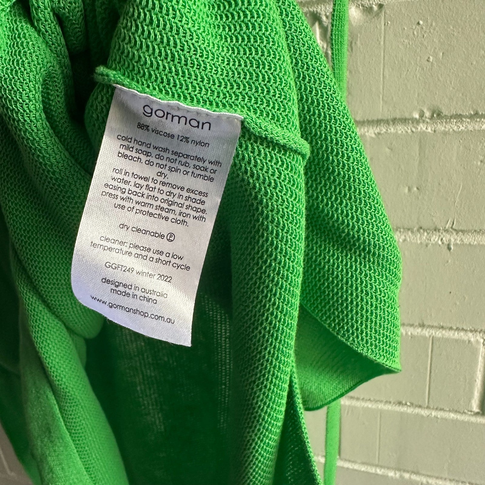 GORMAN Jenny Knit Slouchy Midi Dress AU16 US12 half sleeve Bright Green