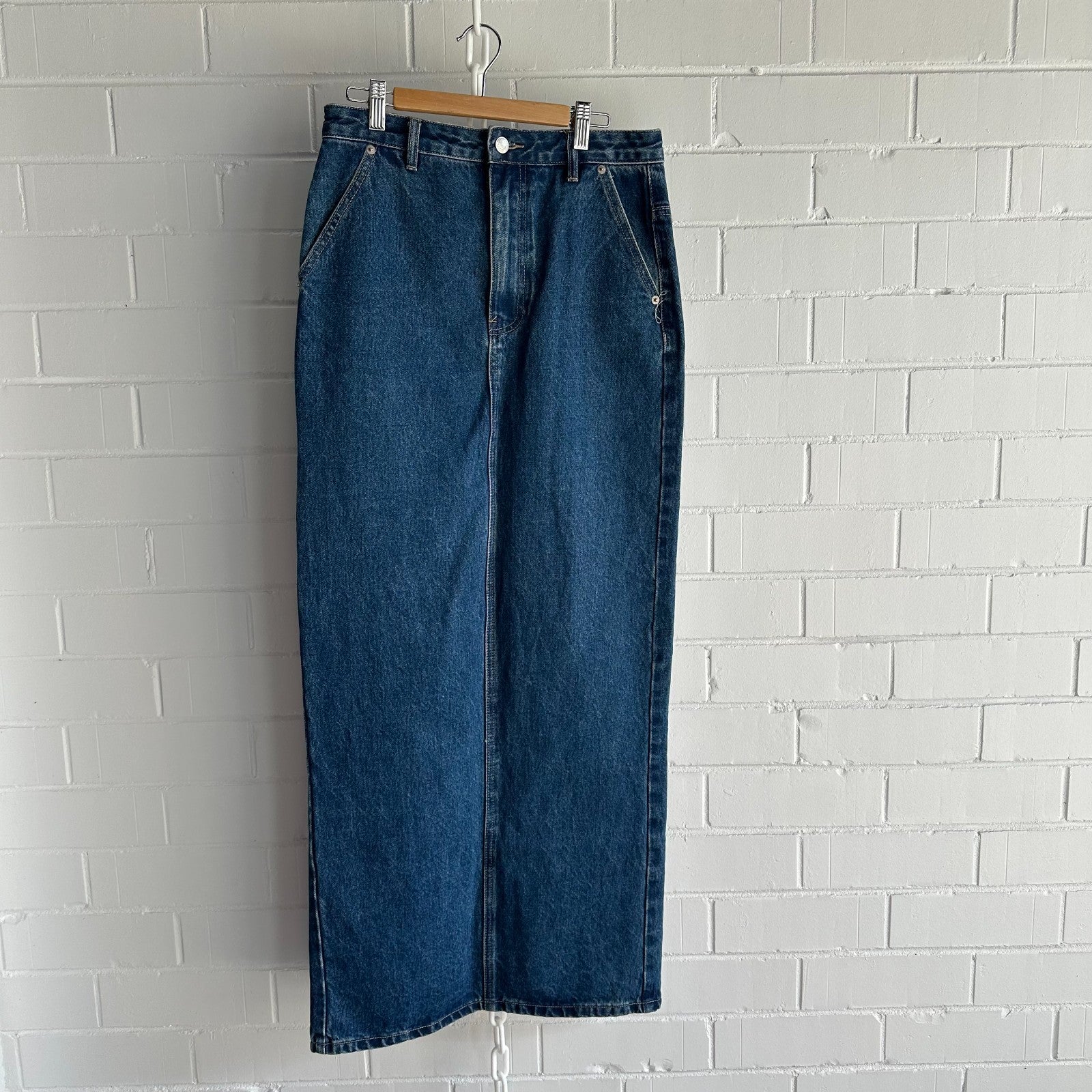 MESHKI Denim Maxi Skirt 100% Cotton XS AU6