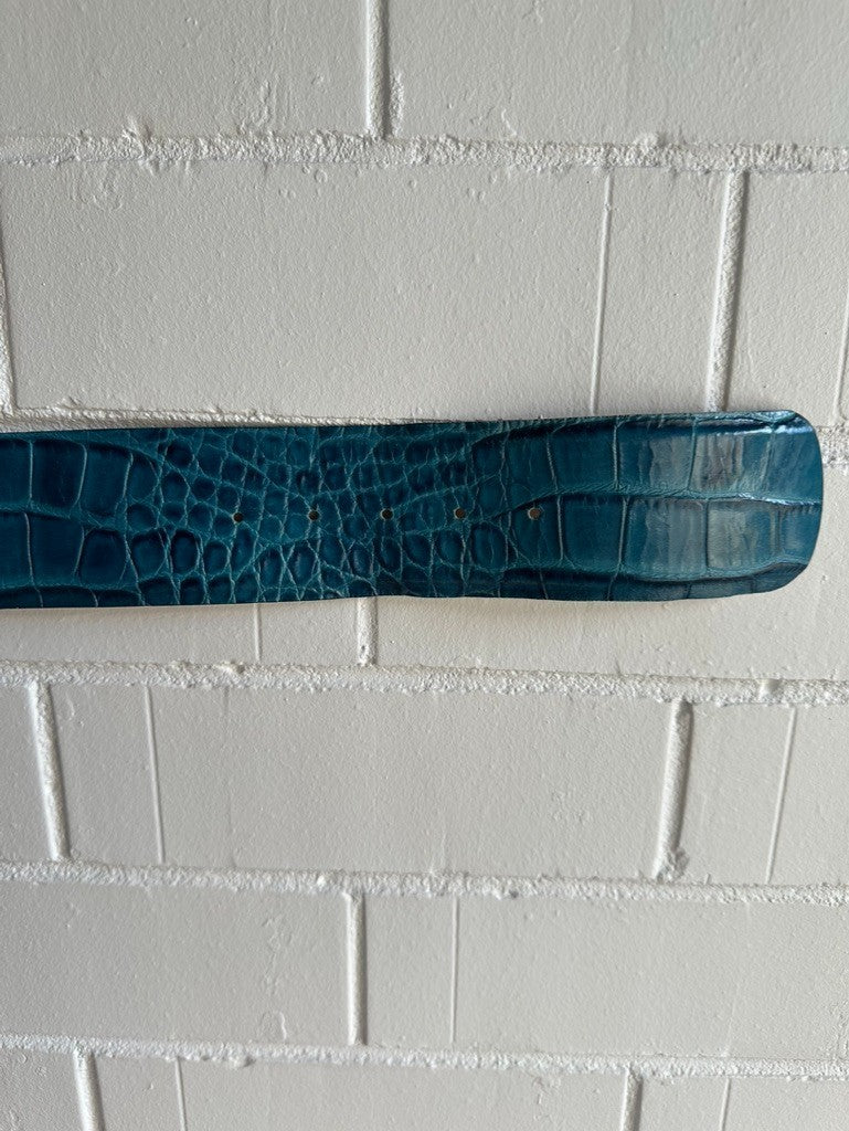 MAX MARA Atelier Leather Belt Made in Italy Size M Teal Statement