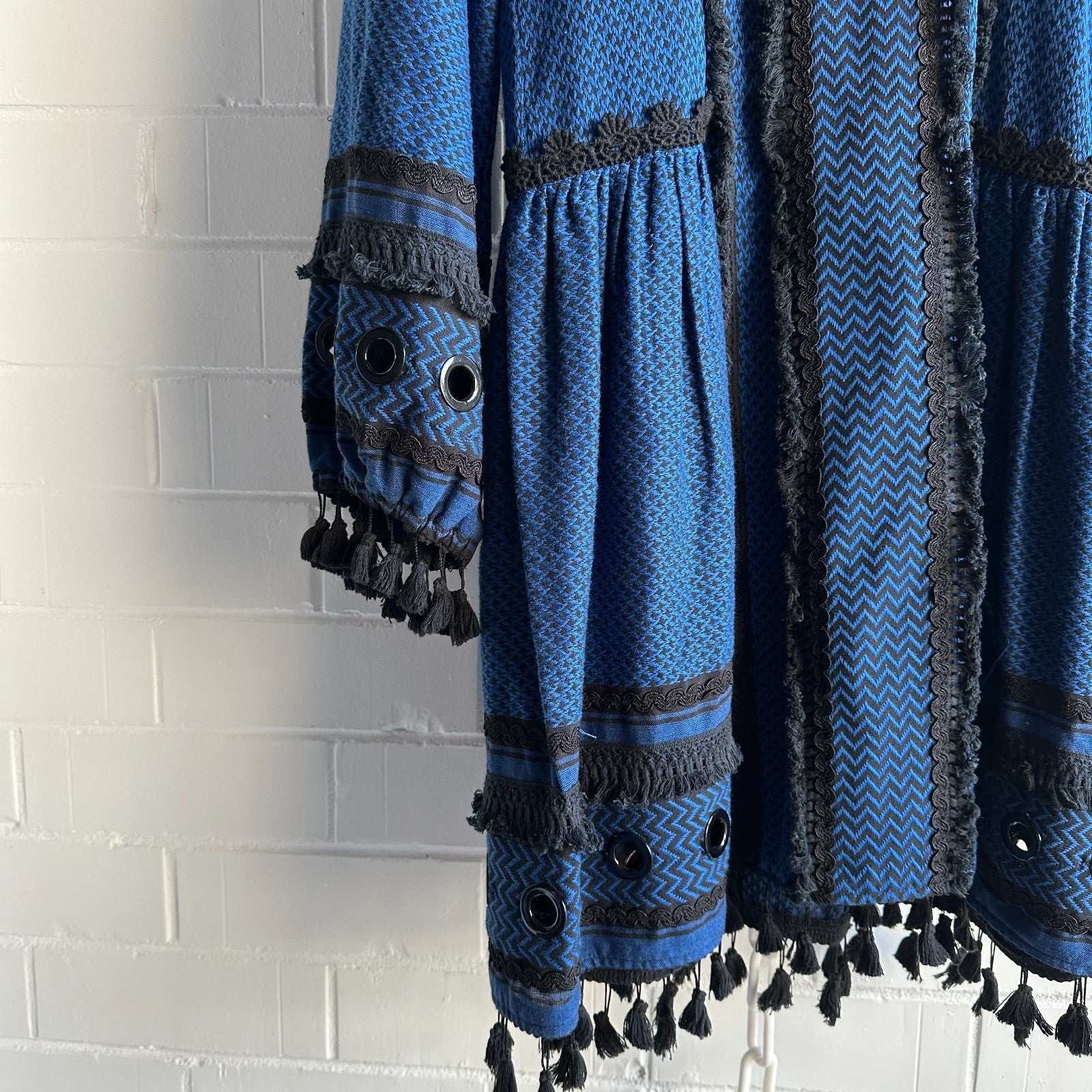 DODO BAR OR TASSEL DRESS Size M AU10 US6 Long sleeve Eyelet and tassel Resort