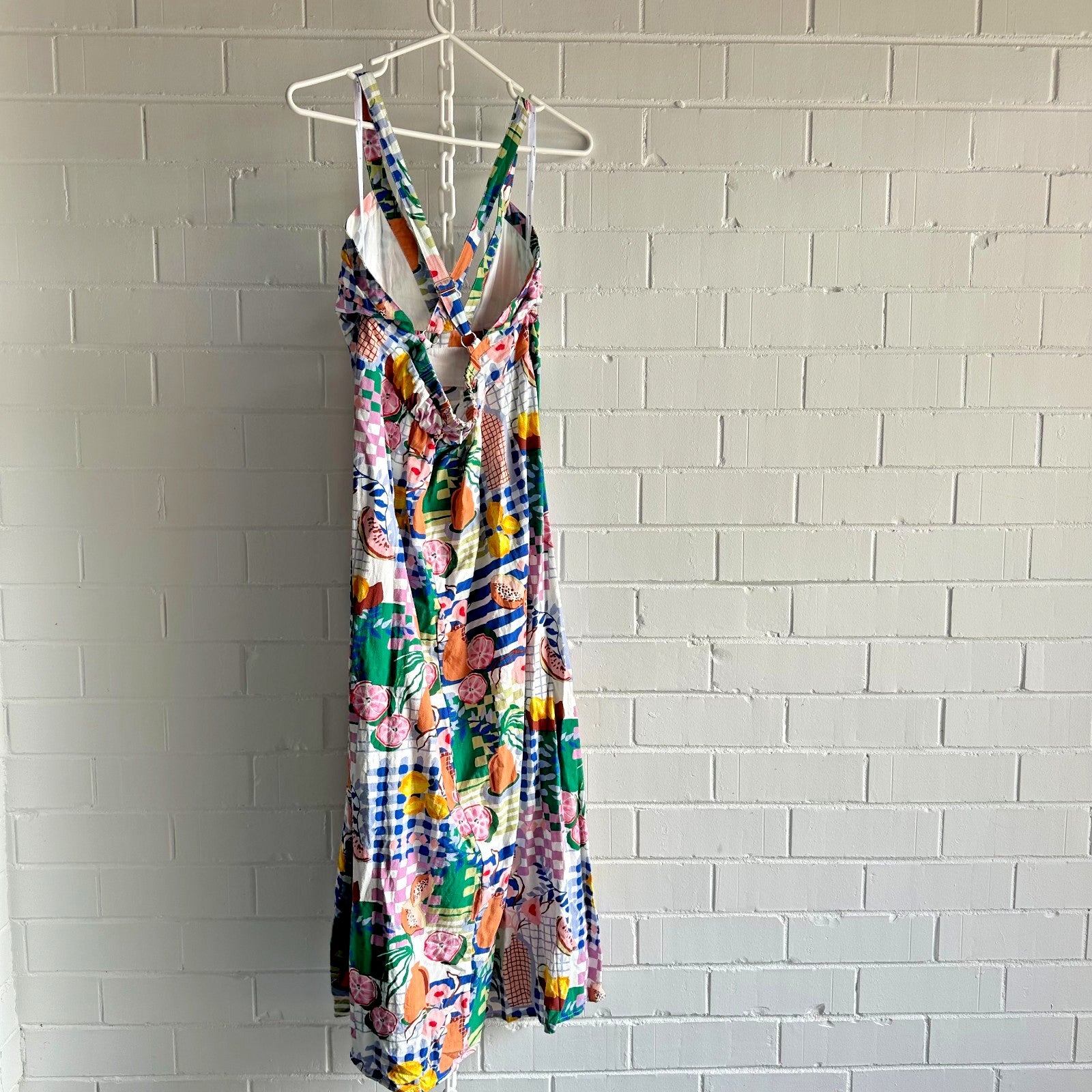 MINKPINK Al Fresco Midi Dress Size XL AU14 Resort Print Cotton Blend