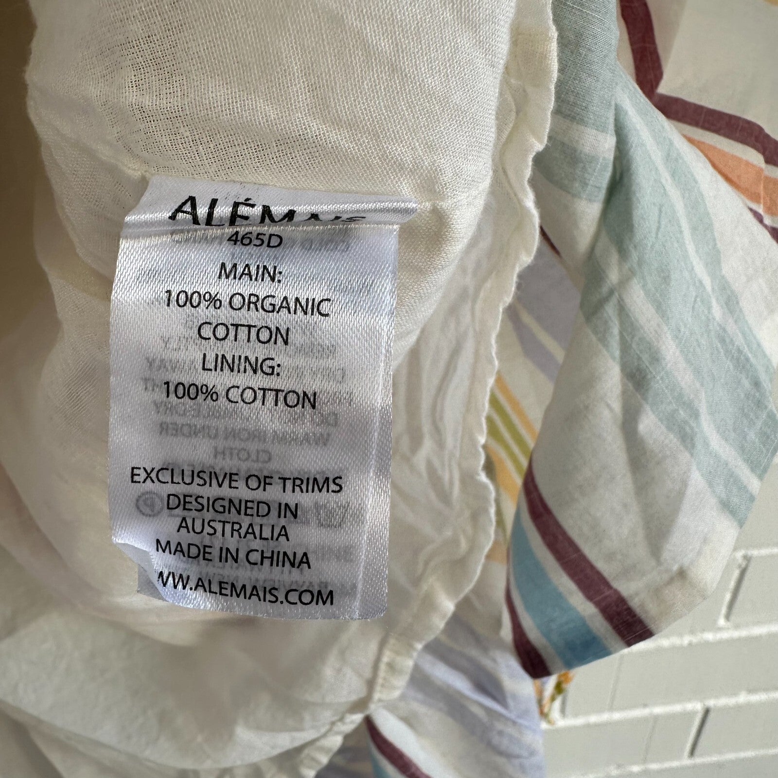 ALEMAIS Axum Tuck Front Midi Dress Size AU6 US2 Multi colour stripe Holiday