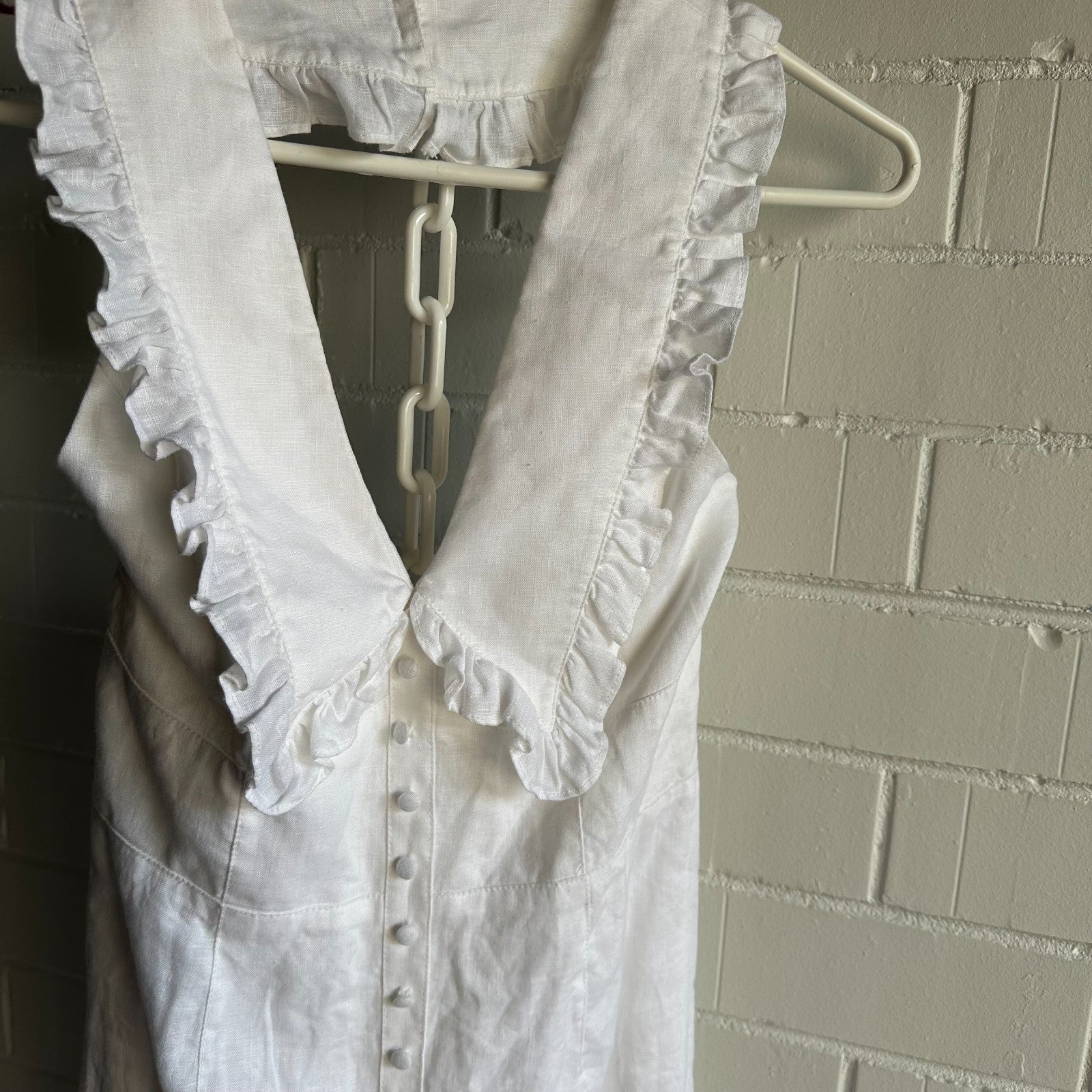 JOSLIN x ANTHROPOLOGIE Sleeveless Shirtdress Midi AU6 US2 White Linen collared