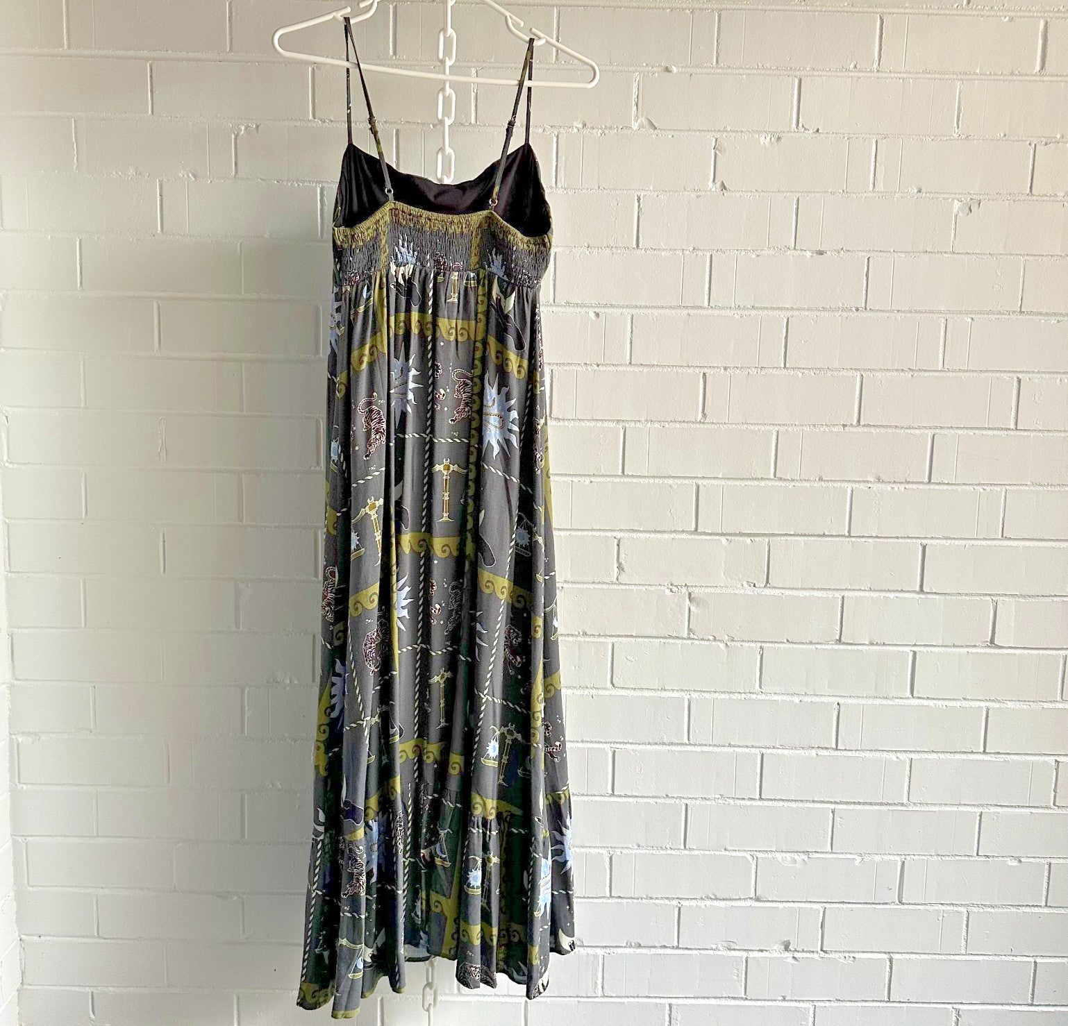 WHITE CLOSET Linen Blend Sundress AU12 US8 Celestial Print Vacation