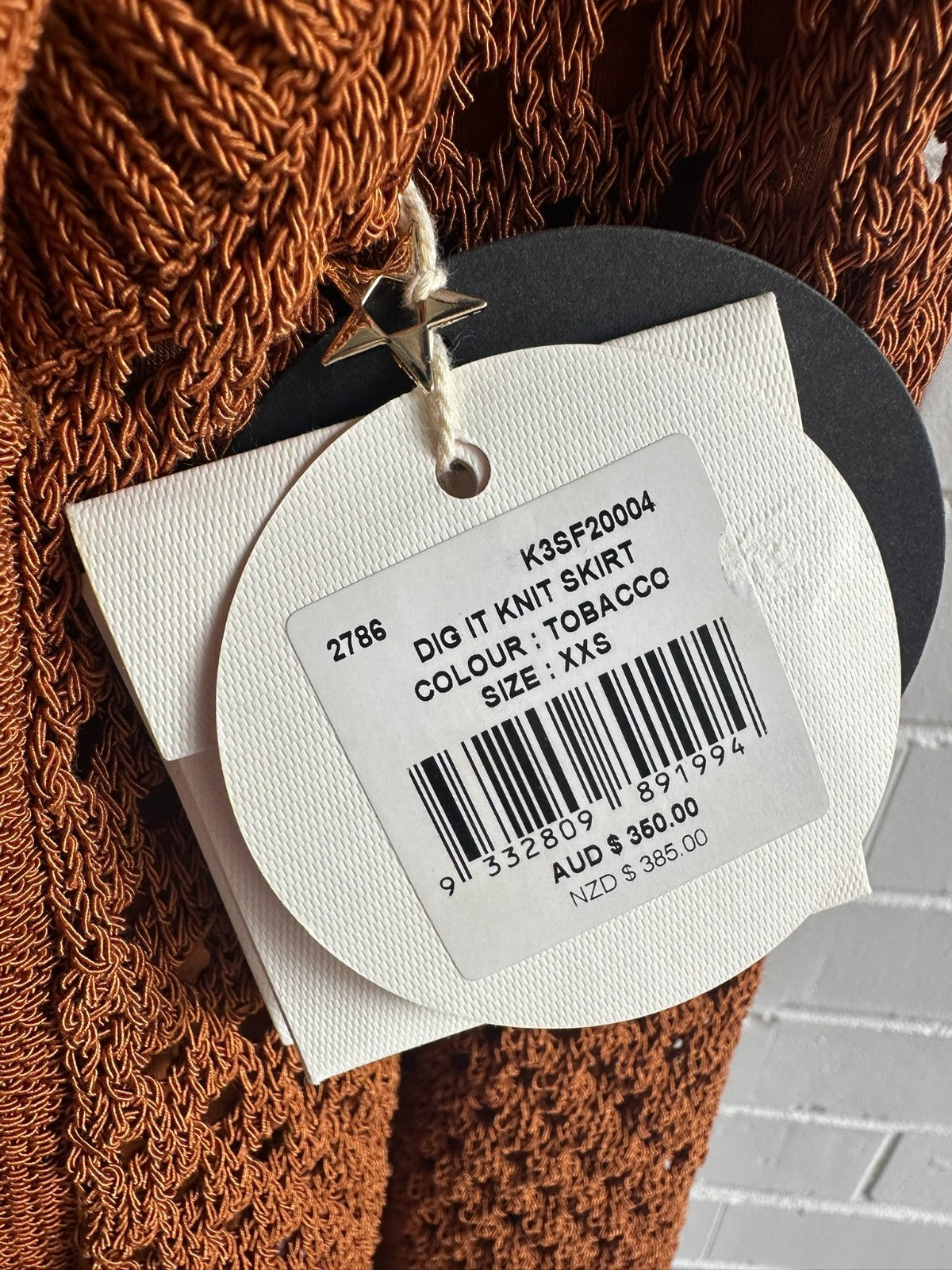 SASS & BIDE "Dig it" Crochet Knit Top & Midi Skirt SET- Tabacco XXS BNWT