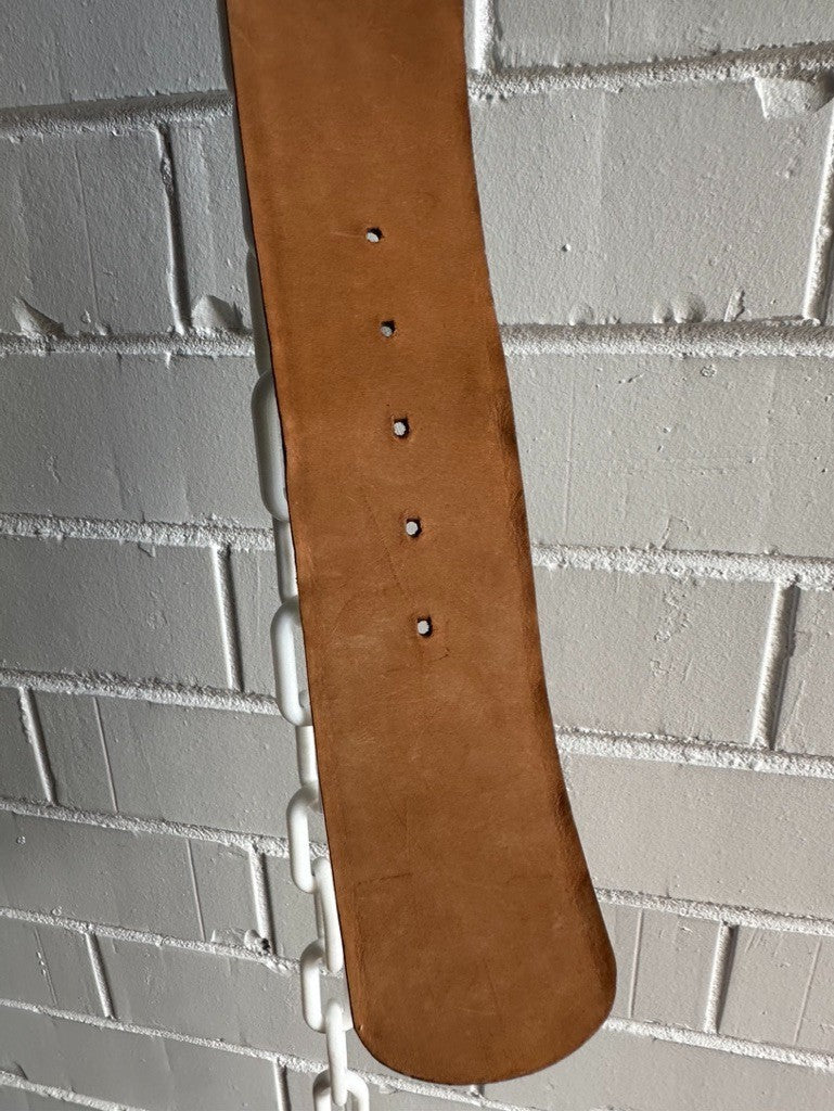 MAX MARA Atelier Leather Belt Made in Italy Size M Teal Statement