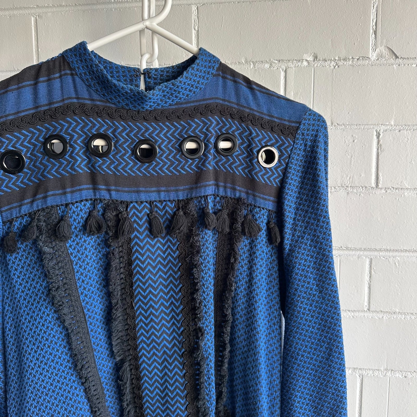 DODO BAR OR TASSEL DRESS Size M AU10 US6 Long sleeve Eyelet and tassel Resort