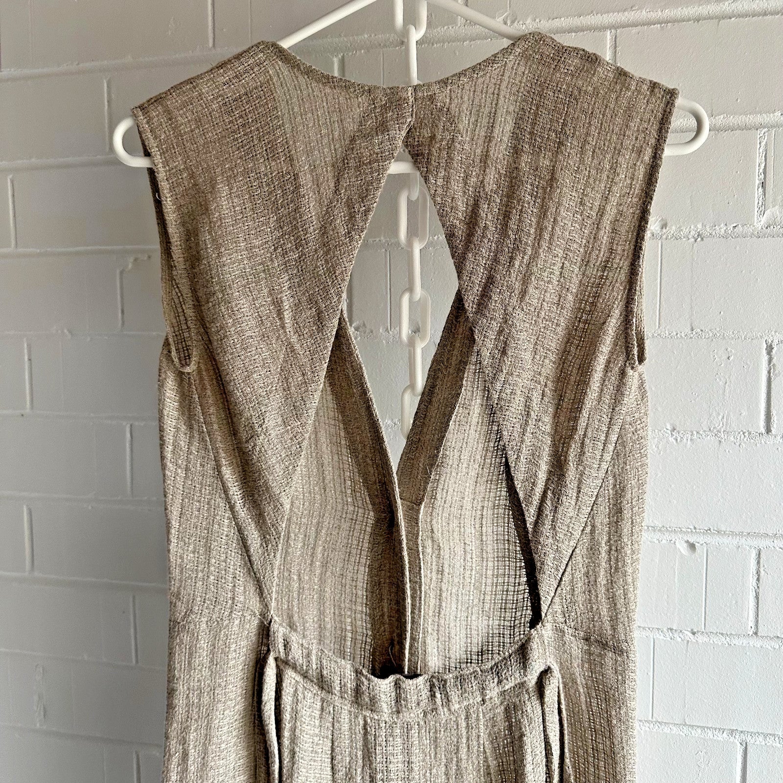 LE KASHA Matruh Open- Back Linen-Gauze midi Dress Size SmallAU8 US4 Organic Flax