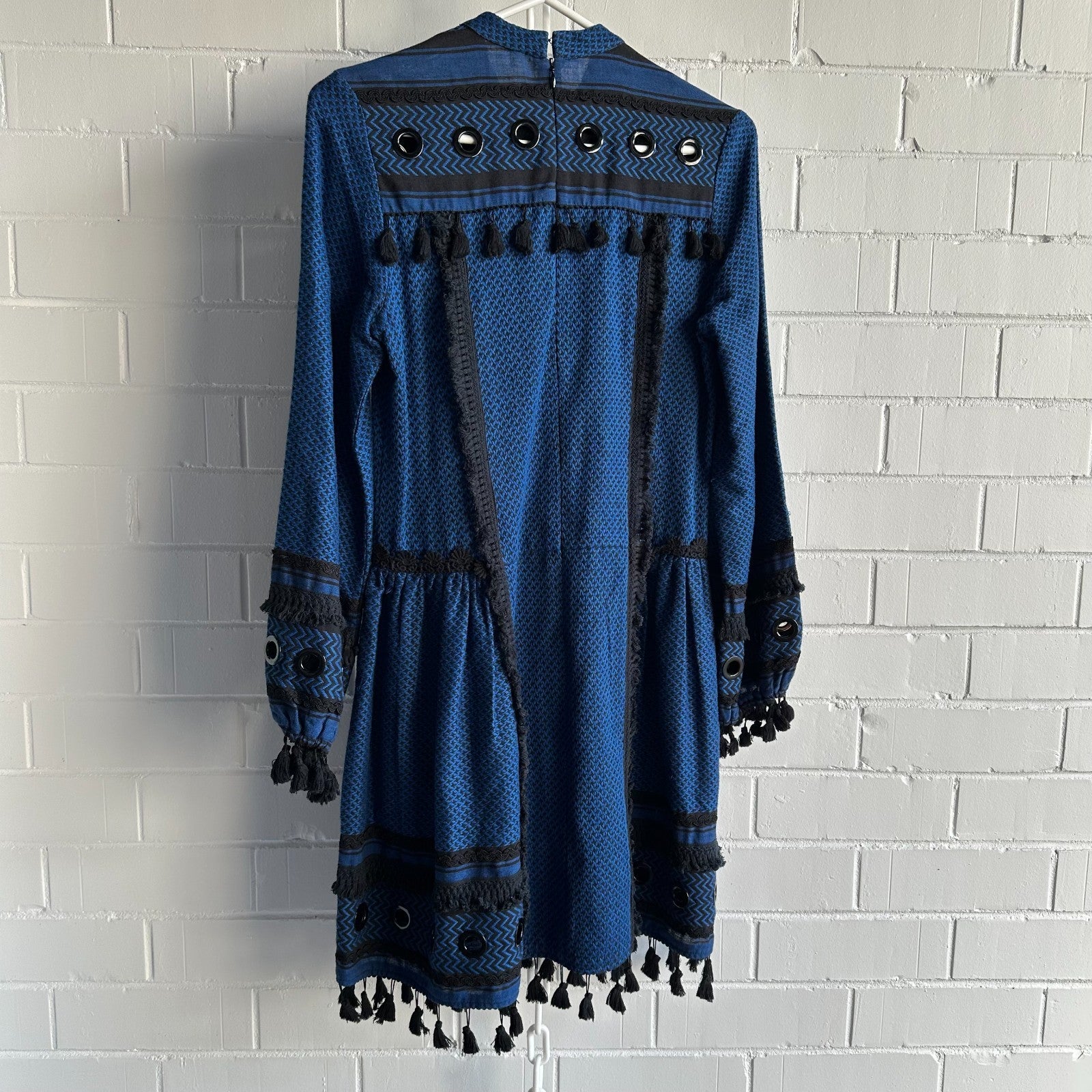 DODO BAR OR TASSEL DRESS Size M AU10 US6 Long sleeve Eyelet and tassel Resort