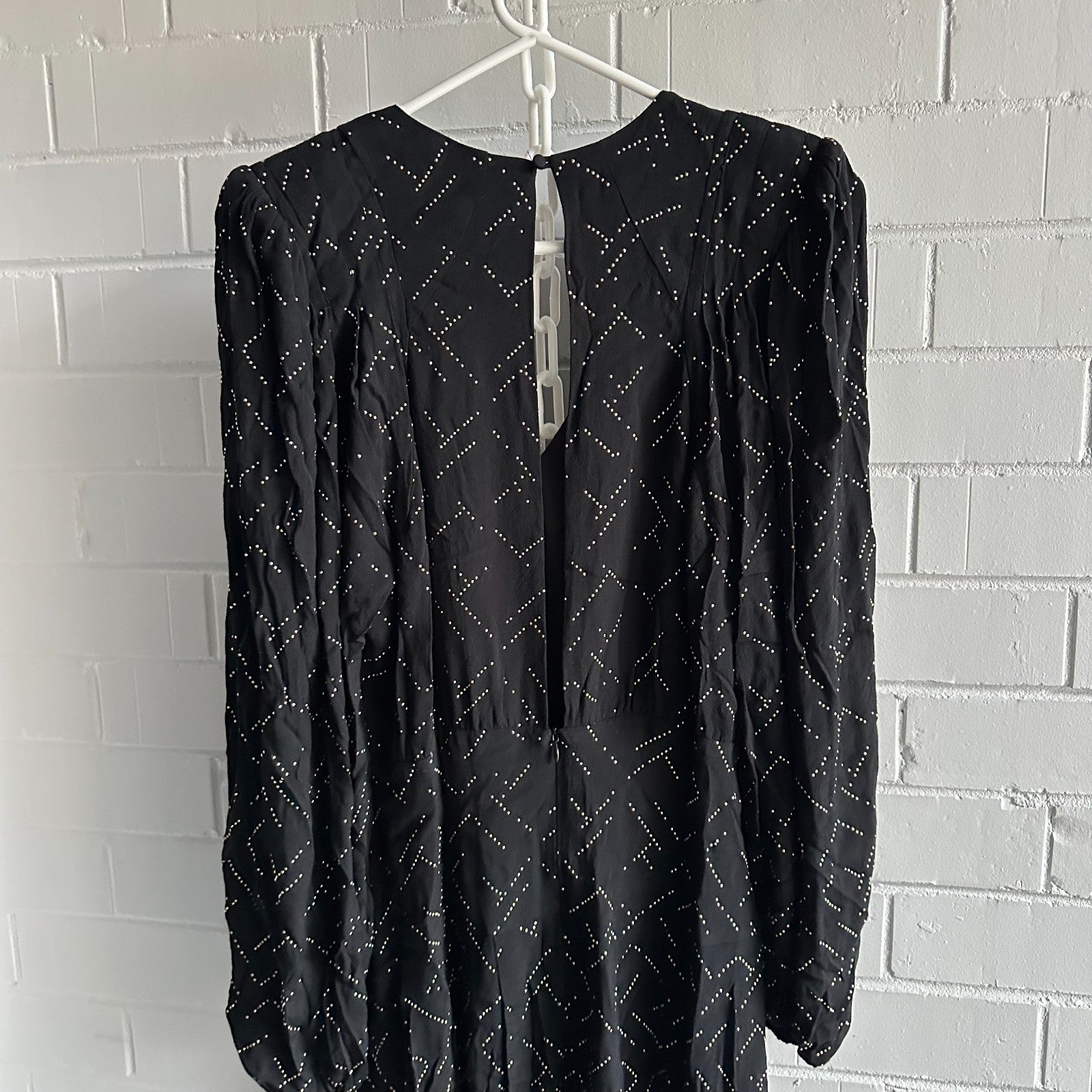 SASS & BIDE Space Oddity Long Sleeved Mini Dress AU12 Gold heatfix pattern