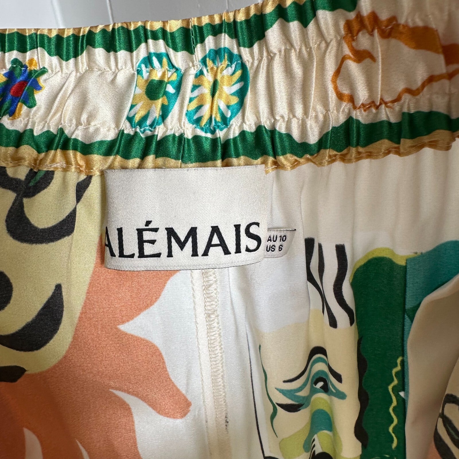 ALEMAIS Soleil Silk satin Shirt and Pant Set Size AU10 US6 wide leg