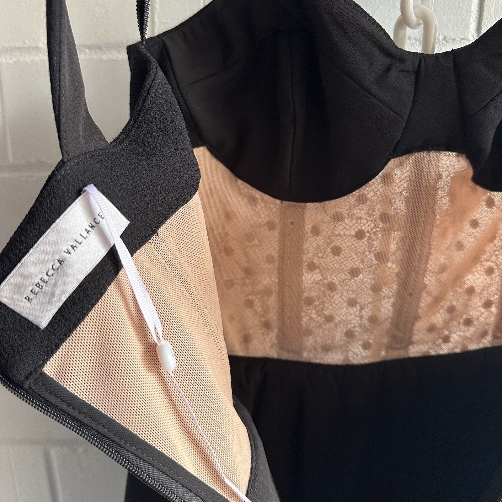 REBECCA VALLANCE Teigan Midi Dress AU6 US2 Bustier Naked look Black/Nude