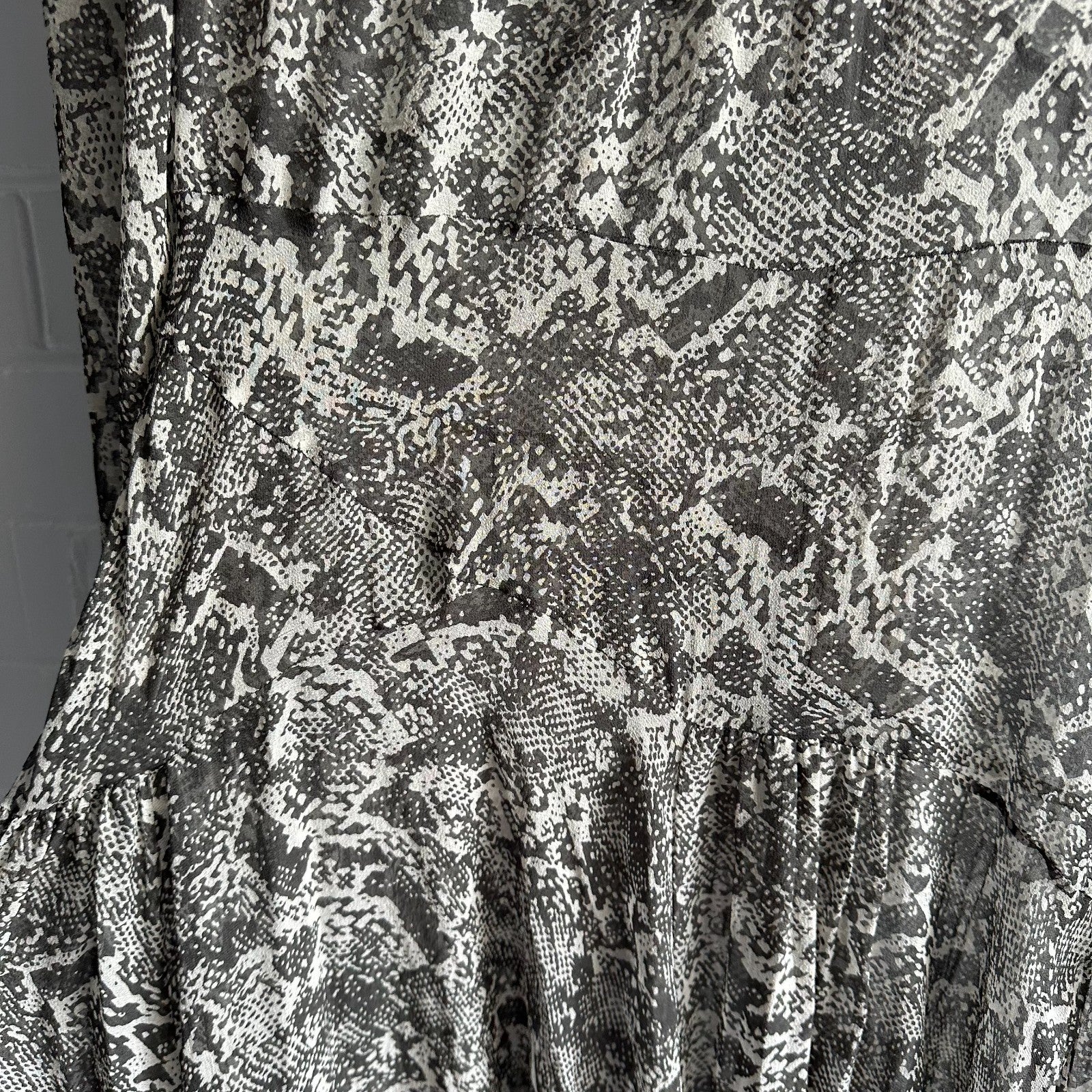 ZIMMERMANN Gemma Snakeskin Print Assymmetric Midi Maxi Dress Size1 AU8-10 Silk