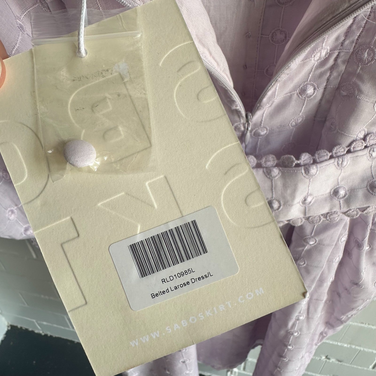 SABO Belted Larose Mini Dress Size L AU12 US8 Lilac ¾ Sleeve