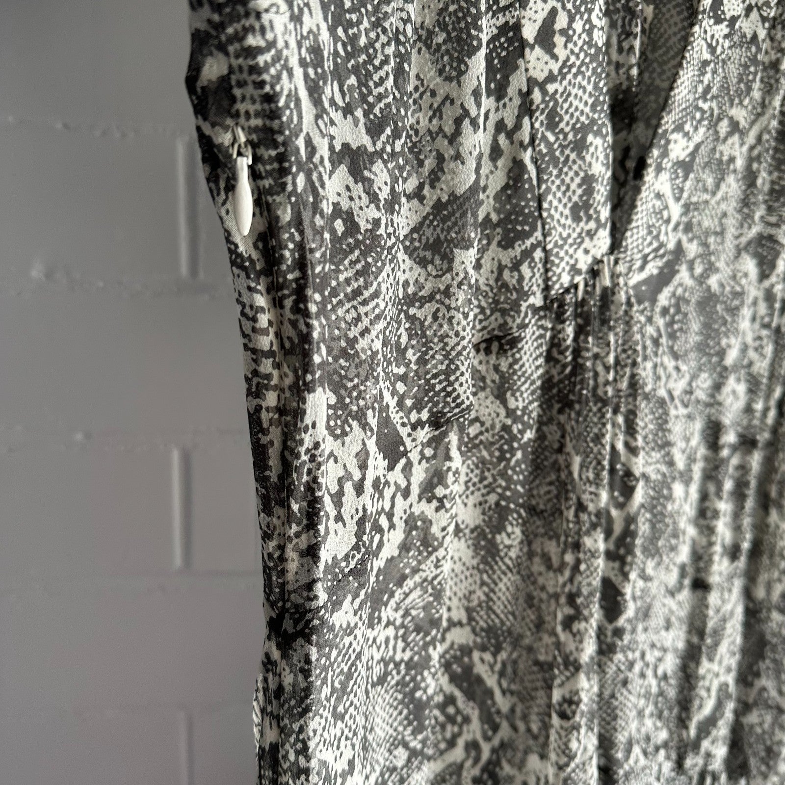 ZIMMERMANN Gemma Snakeskin Print Assymmetric Midi Maxi Dress Size1 AU8-10 Silk