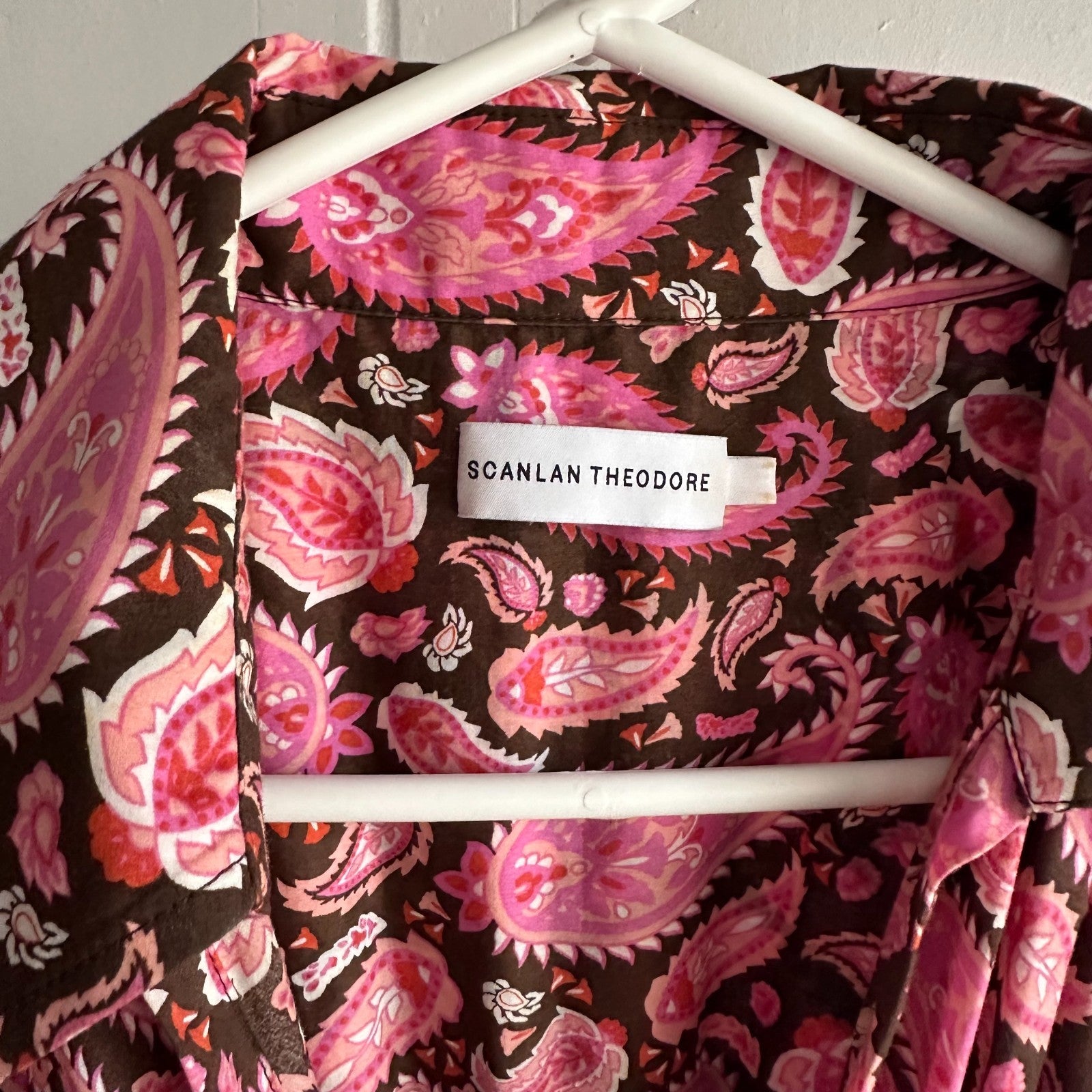 SCANLAN THEODORE Cotton Paisley Ring Dress AU6 US2 Vacation Maxi choc pink