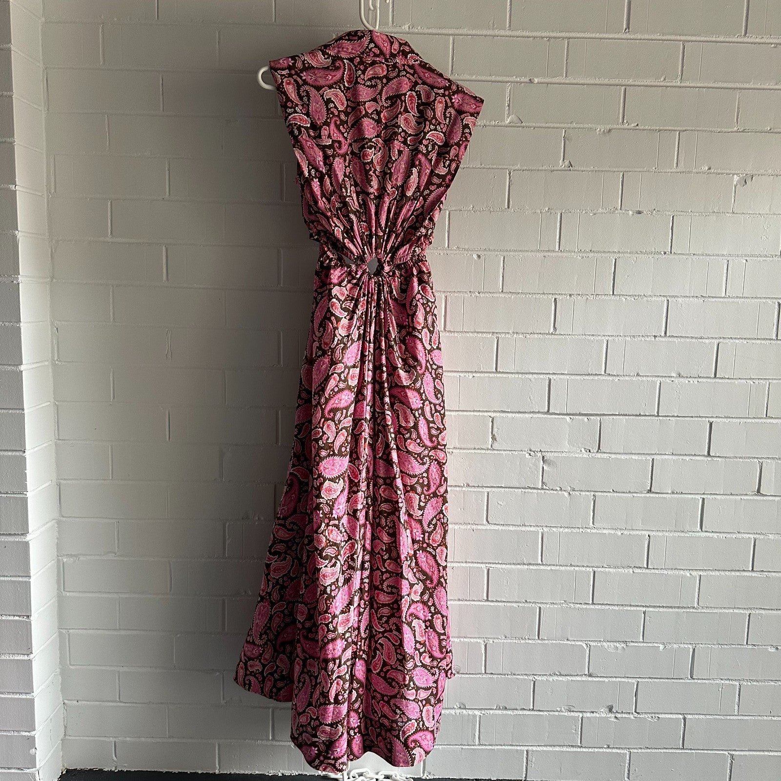SCANLAN THEODORE Cotton Paisley Ring Dress AU6 US2 Vacation Maxi choc pink