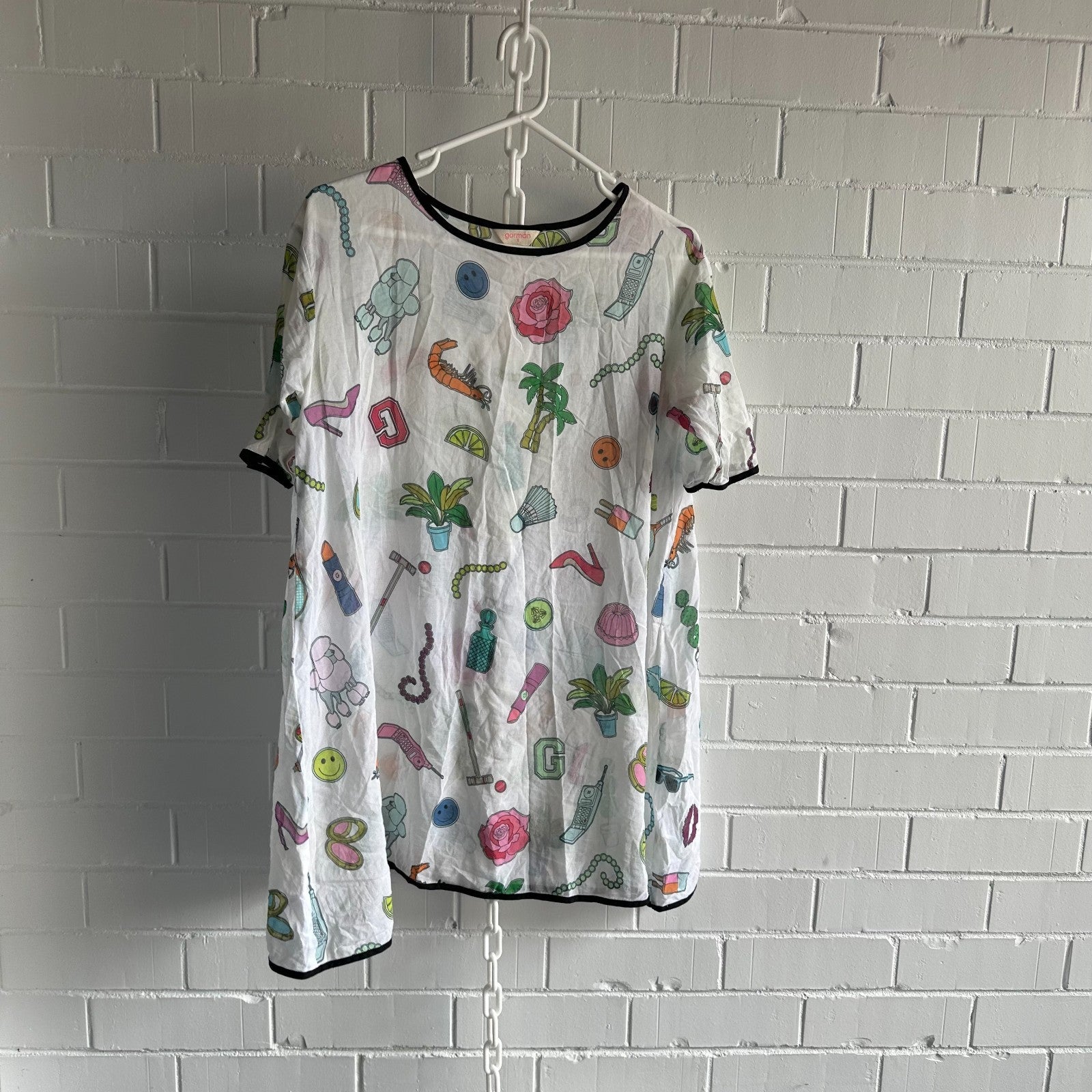 GORMAN Garden Party T Shirt Dress Size S Playful Vacation Short Sleeve