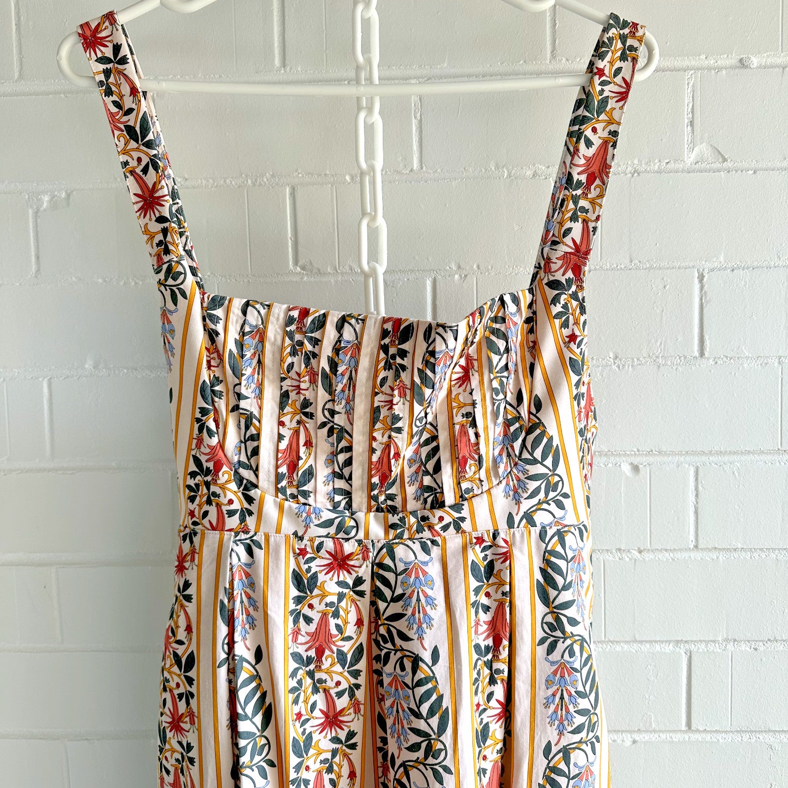 AGUA BY AGUA BENDITA Hortensia Pleated Dress Size XL AU14 US10 Cotton Floral