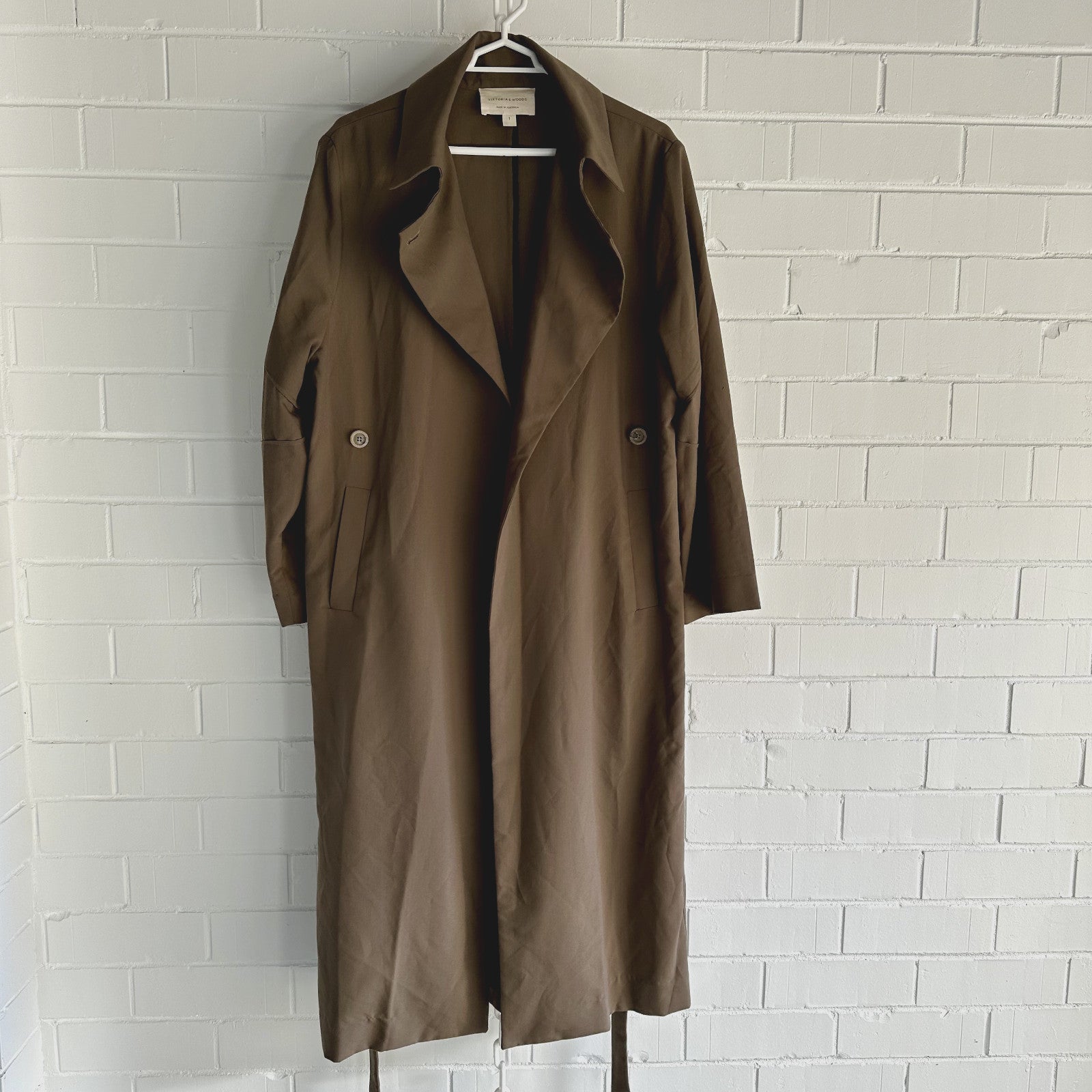 VIKTORIA & WOODS College tie-waist woven trench coat Size 1AU8 US4 Nutmeg