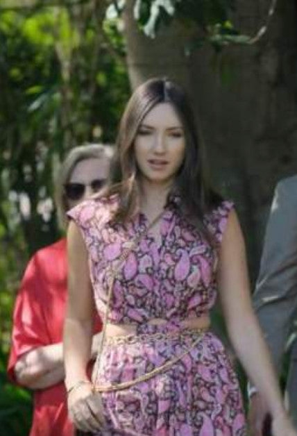 SCANLAN THEODORE Cotton Paisley Ring Dress AU6 US2 Vacation Maxi choc pink