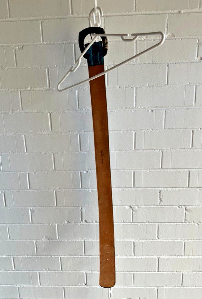 MAX MARA Atelier Leather Belt Made in Italy Size M Teal Statement