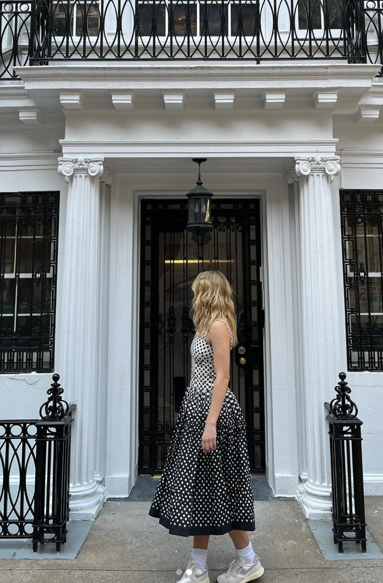 CARA CARA NYC Margarita Midi Dress AU14 US10 Monochromatic Cotton Polka dot