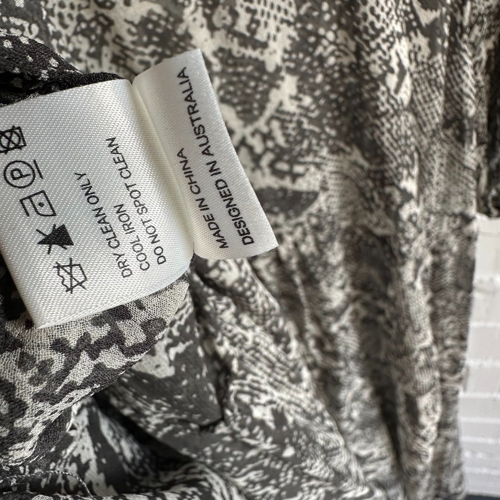 ZIMMERMANN Gemma Snakeskin Print Assymmetric Midi Maxi Dress Size1 AU8-10 Silk