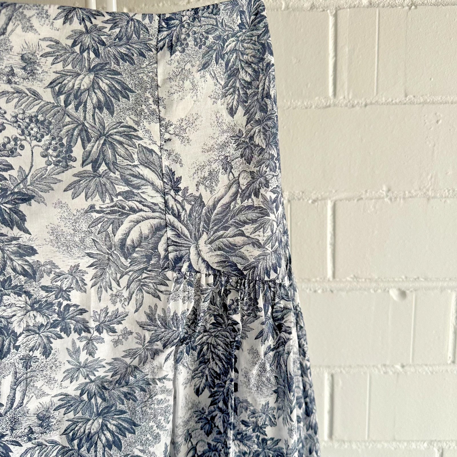 BEC & BRIDGE Arianne Midi Skirt AU12 US8 Toile De jouy porcelain blue ivory