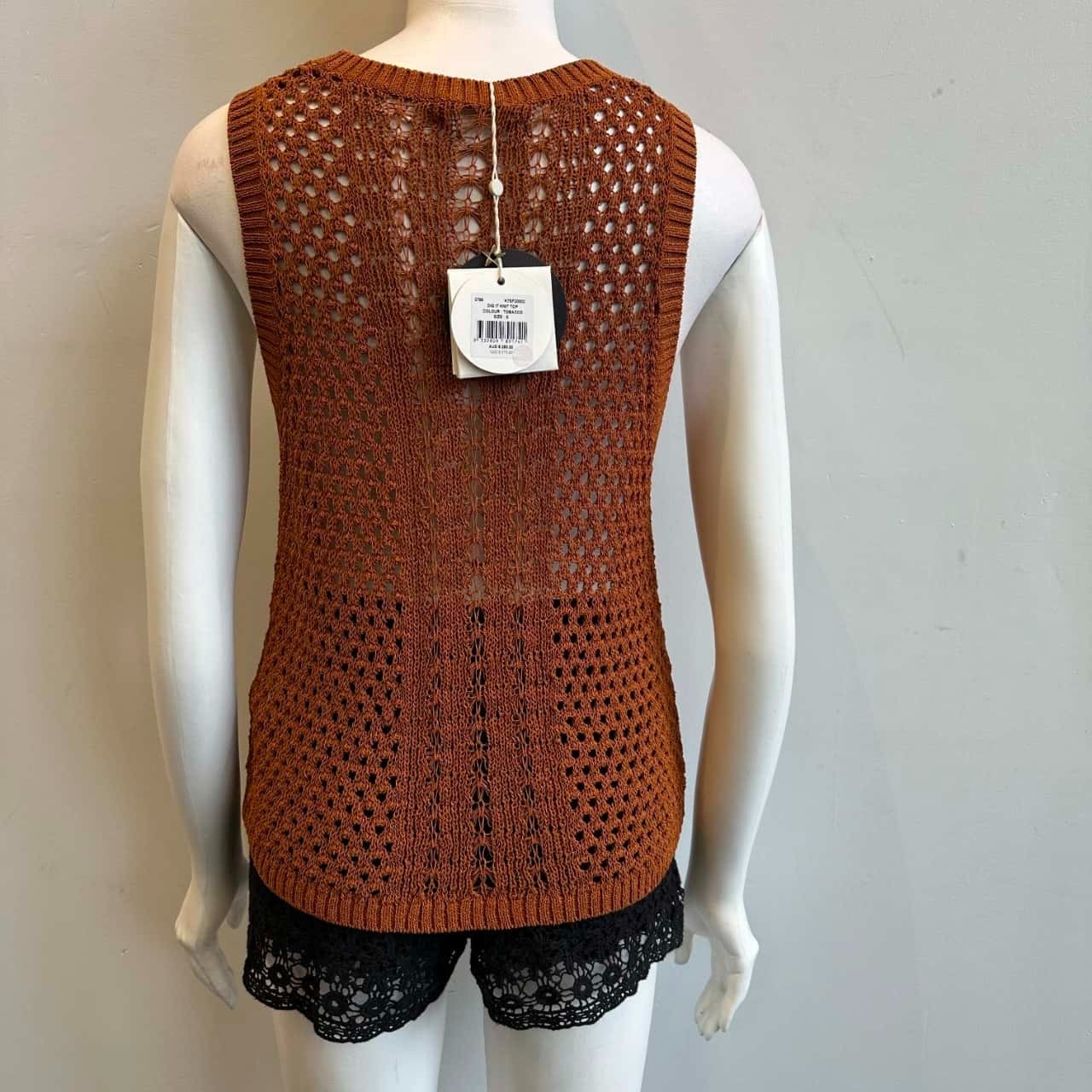 SASS & BIDE "Dig it" Crochet Knit Top & Midi Skirt SET- Tabacco XXS BNWT