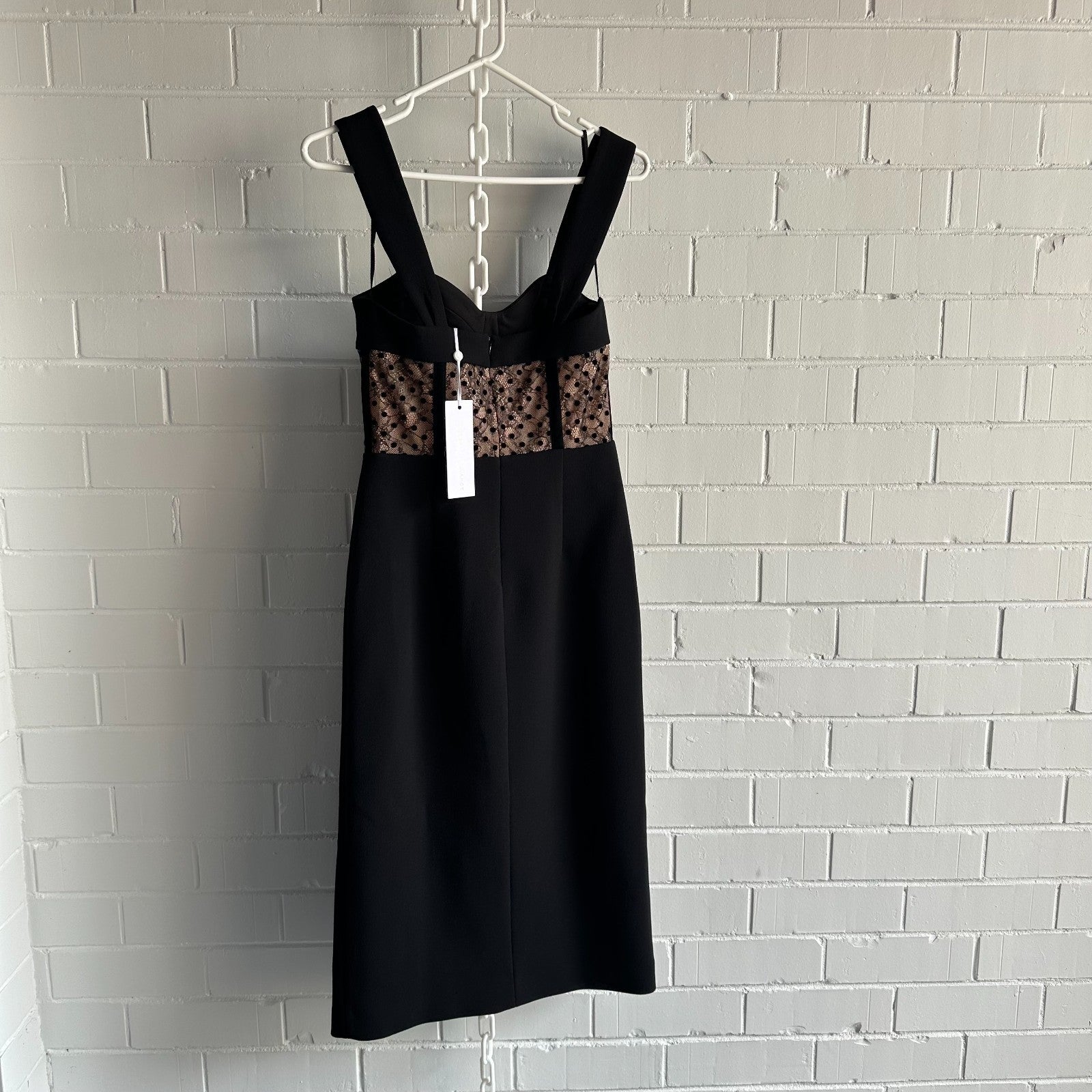 REBECCA VALLANCE Teigan Midi Dress AU10 US6 Bustier Naked look Black/Nude BNWT