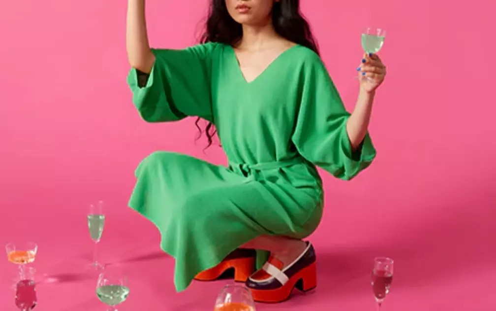 GORMAN Jenny Knit Slouchy Midi Dress AU16 US12 half sleeve Bright Green