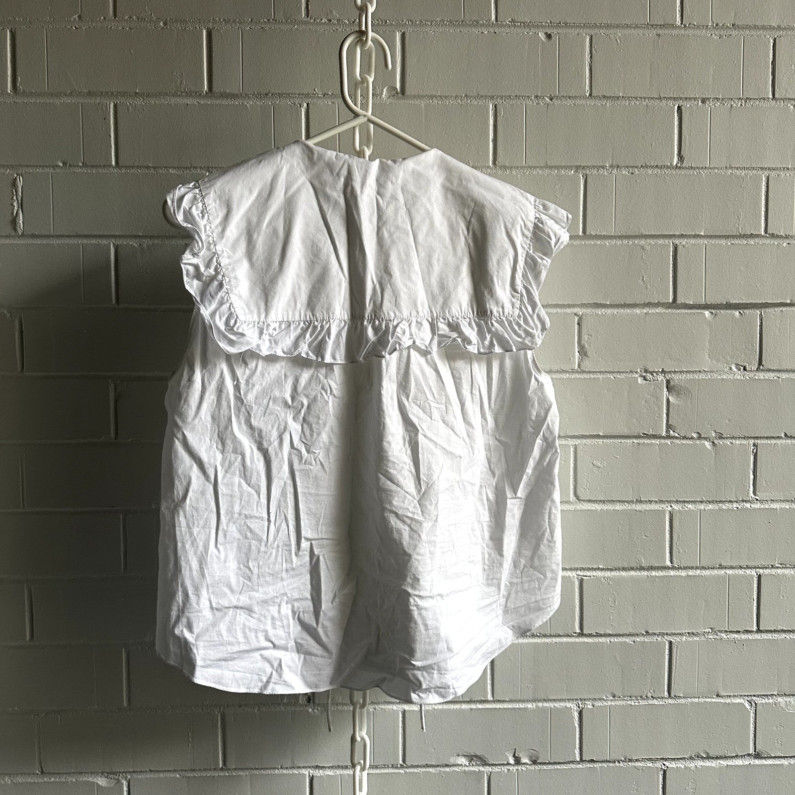 ZARA Cropped White Blouse with Sailor Collar Size M AU8-10 White