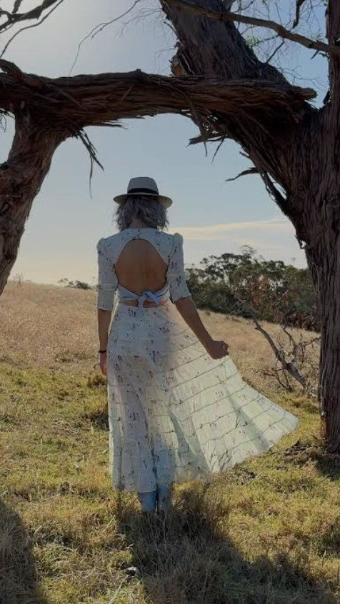 RIXO X LIBERTY Mallorca Dance Motif Agyness Cutout Maxi Dress XS AU8 Vacation