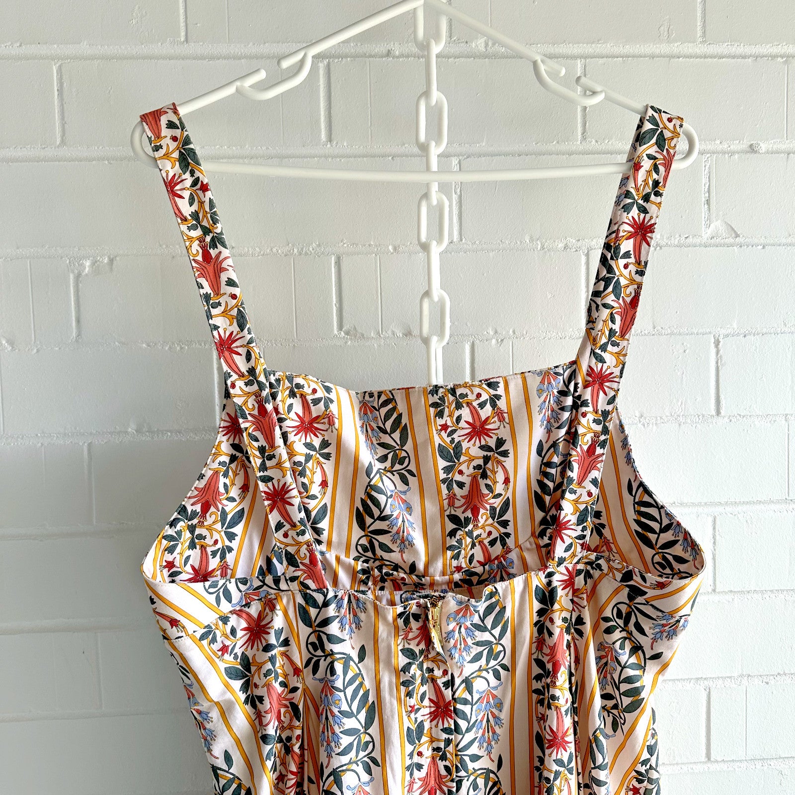 AGUA BY AGUA BENDITA Hortensia Pleated Dress Size XL AU14 US10 Cotton Floral