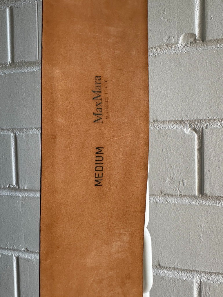 MAX MARA Atelier Leather Belt Made in Italy Size M Teal Statement